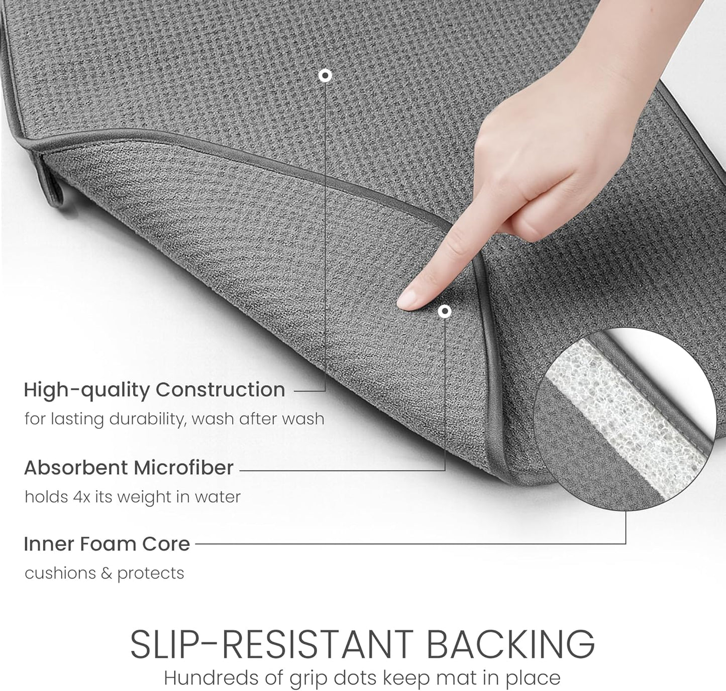 Bellemain XXL Dish Mat 24" x 17" ( LARGEST MAT ) Microfiber Dish Drying Mat , Super absorbent (