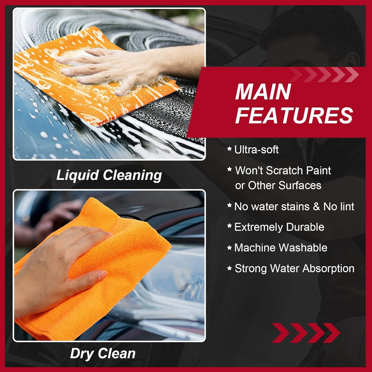 200 Pcs Microfiber Cleaning Cloth 16x16 Inch Microfiber Towels for Car Ultra Absorbent Cleaning