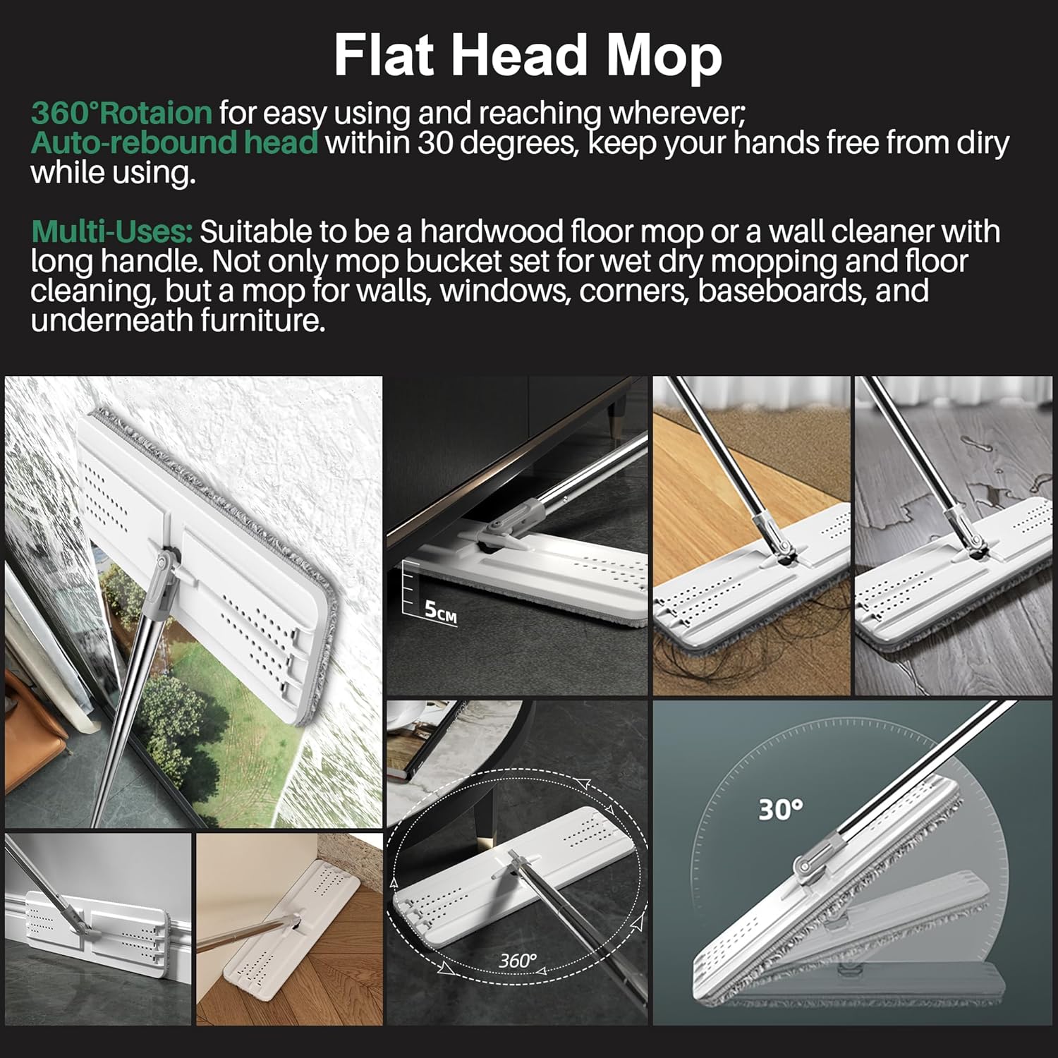 JOYMOOP Mop and Bucket with Wringer Set for Home, Flat Mop and Bucket System, Mops for Floor