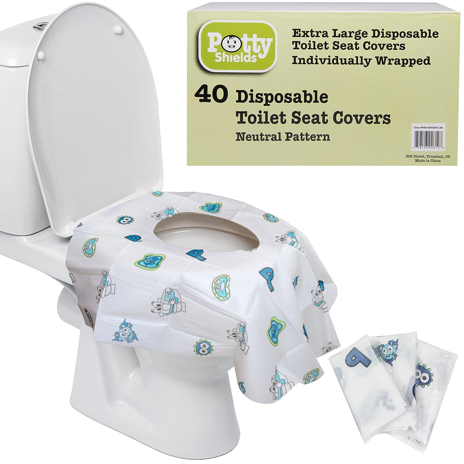 Toilet Seat Covers Disposable (40 Pack) - XL Waterproof Toilet Cover for Toddlers, Kids & Adults