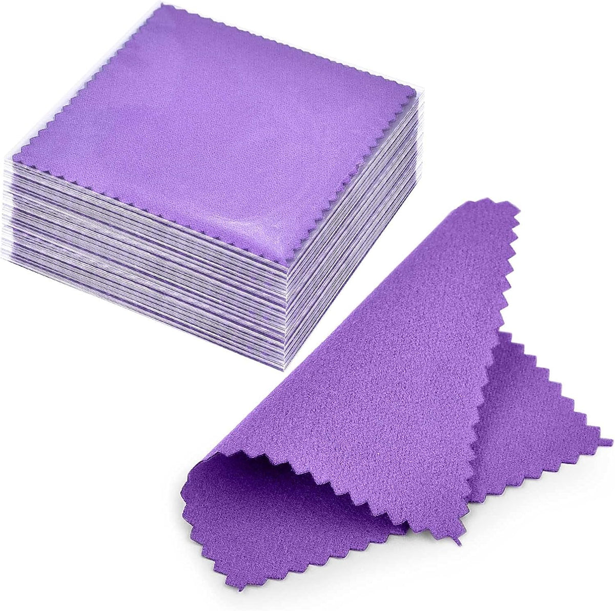 SEVENWELL 50pcs Jewelry Cleaning Cloth Dark Purple Polishing Cloth for Sterling Silver Gold
