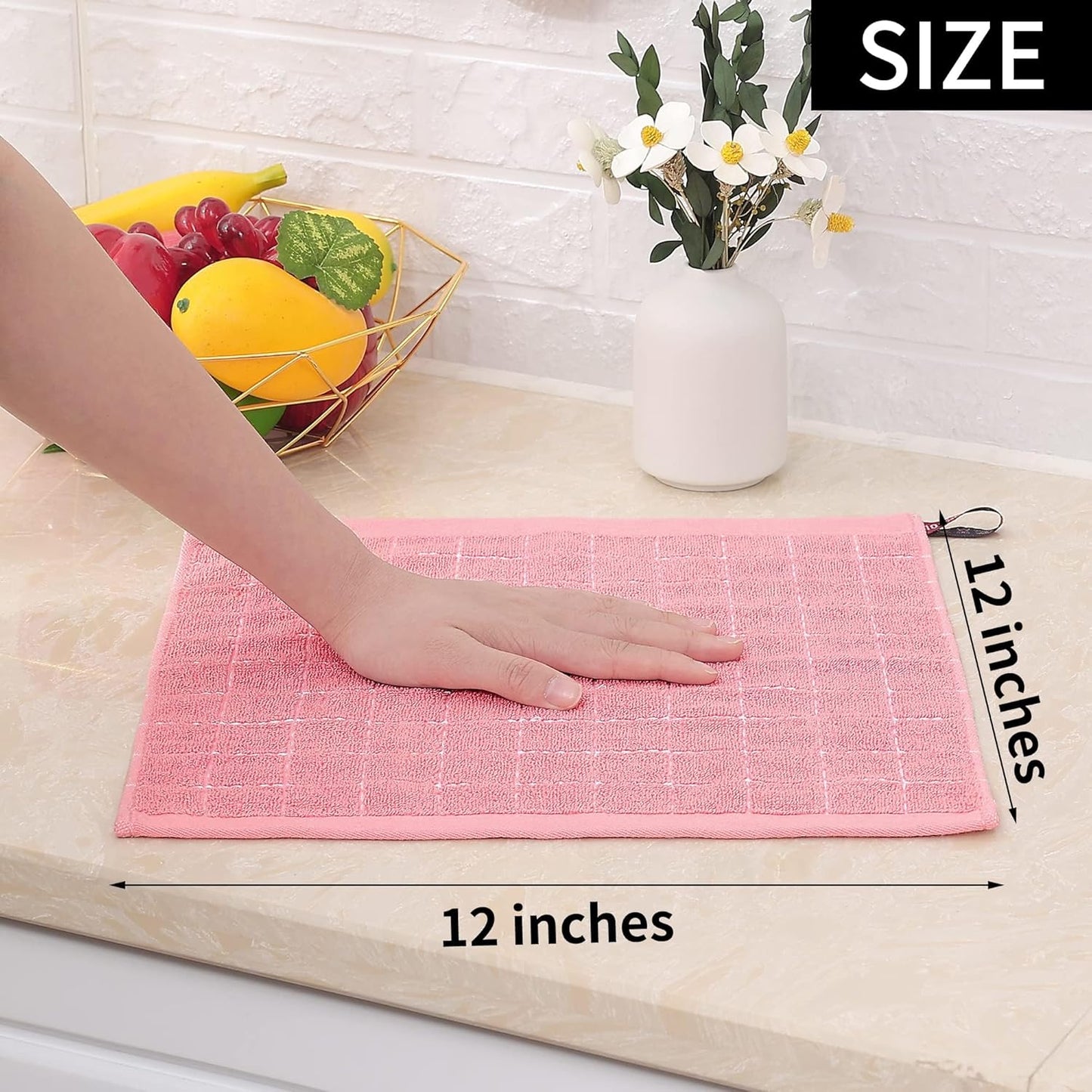 Homaxy 100% Cotton Terry Kitchen Dish Cloths, Ultra Soft and Absorbent Dish Towels for Kitchen