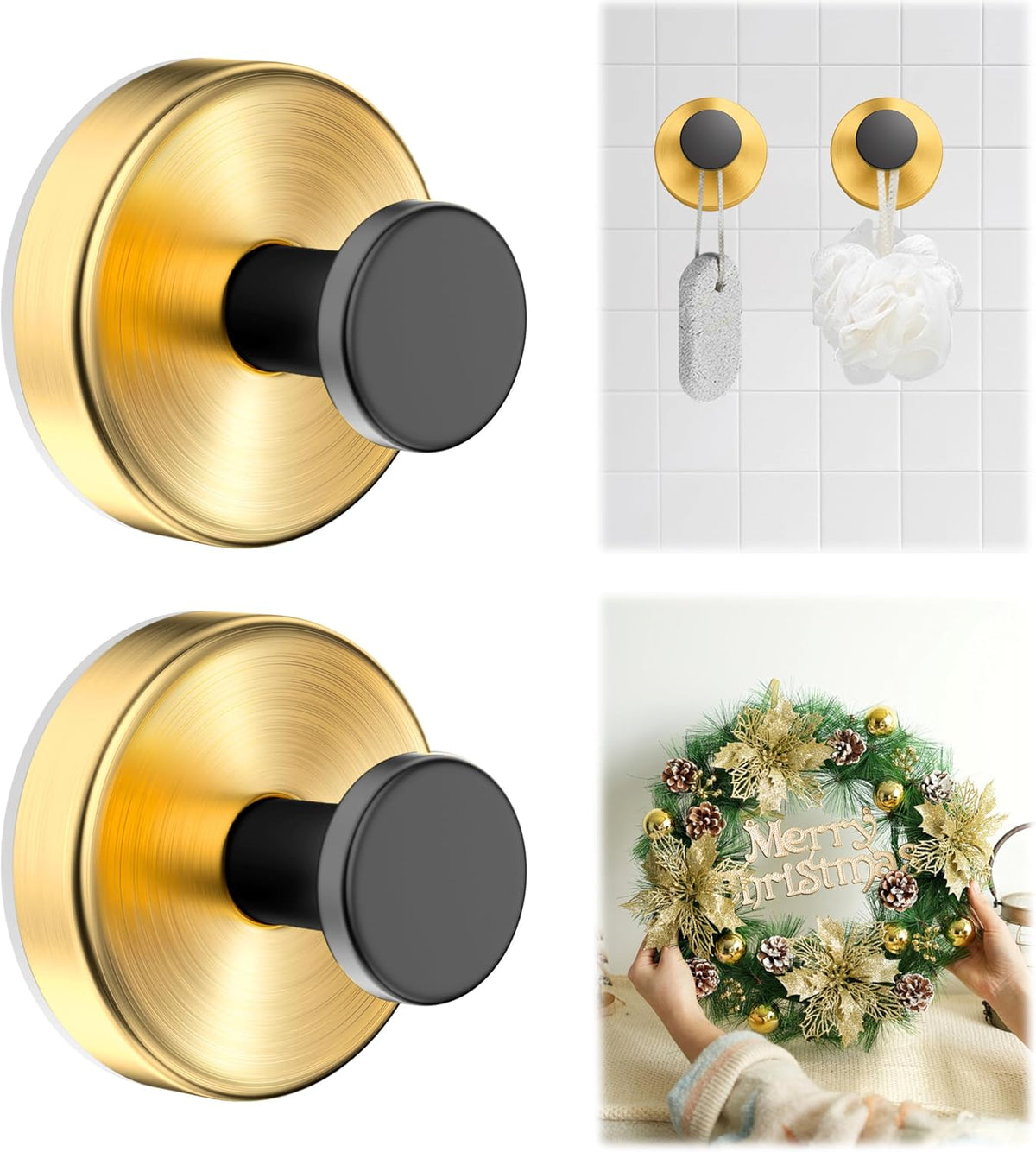 Suction Cup Hooks for Shower,Wreath Hanger for Front Door,Removable No Drill Towel Loofah