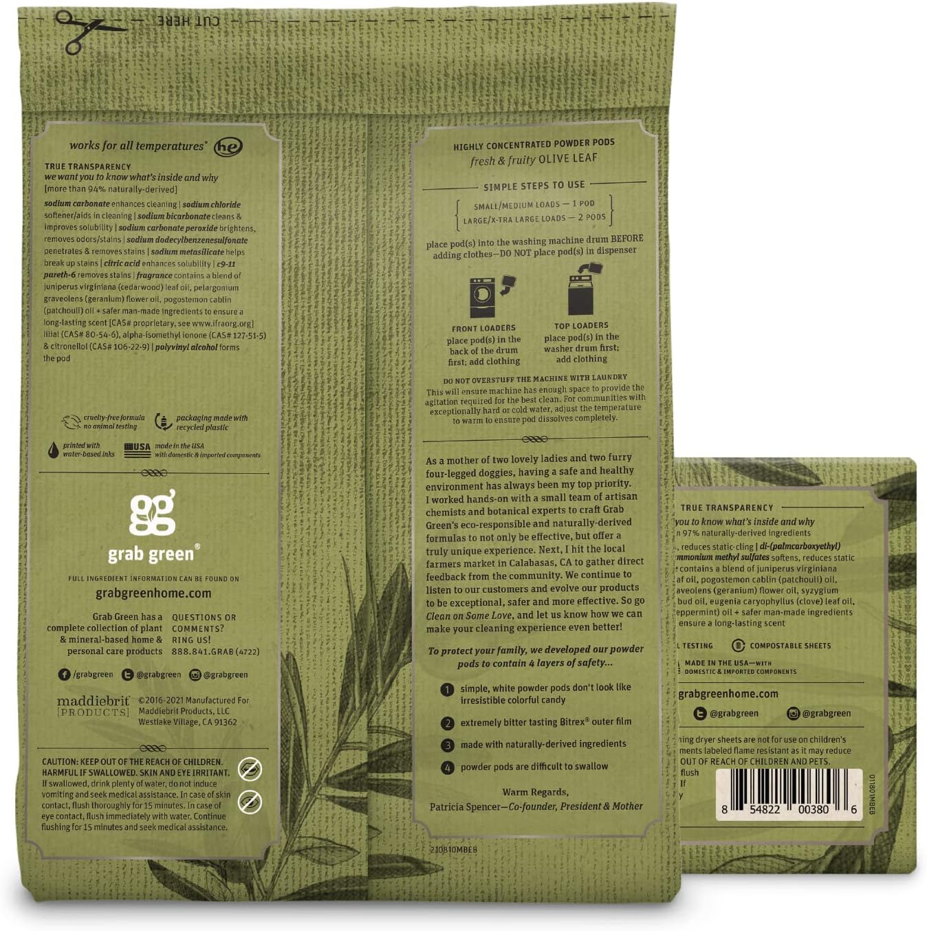 Grab Green Stoneworks Laundry Detergent Pods and Dryer Sheet Bundle, 50 Count Pods and 80 Dryer