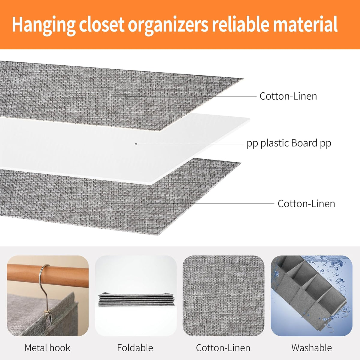 Large Hanging Sweater Organizer for Closet,Collapsible 6-Shelf Hanging Closet Shelves with Drawers