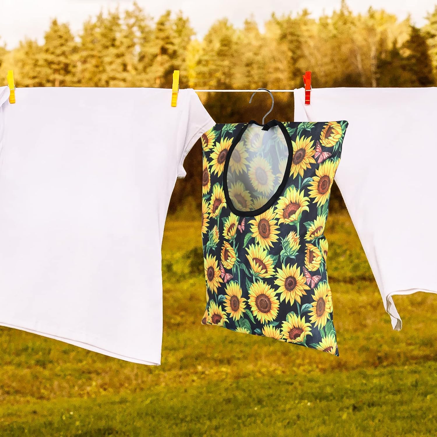 2 Pcs Sunflower Clothes Pin Bag Clothespin Bag Holder Clothespin Holder 15 X 11 Inch Clothes Pin
