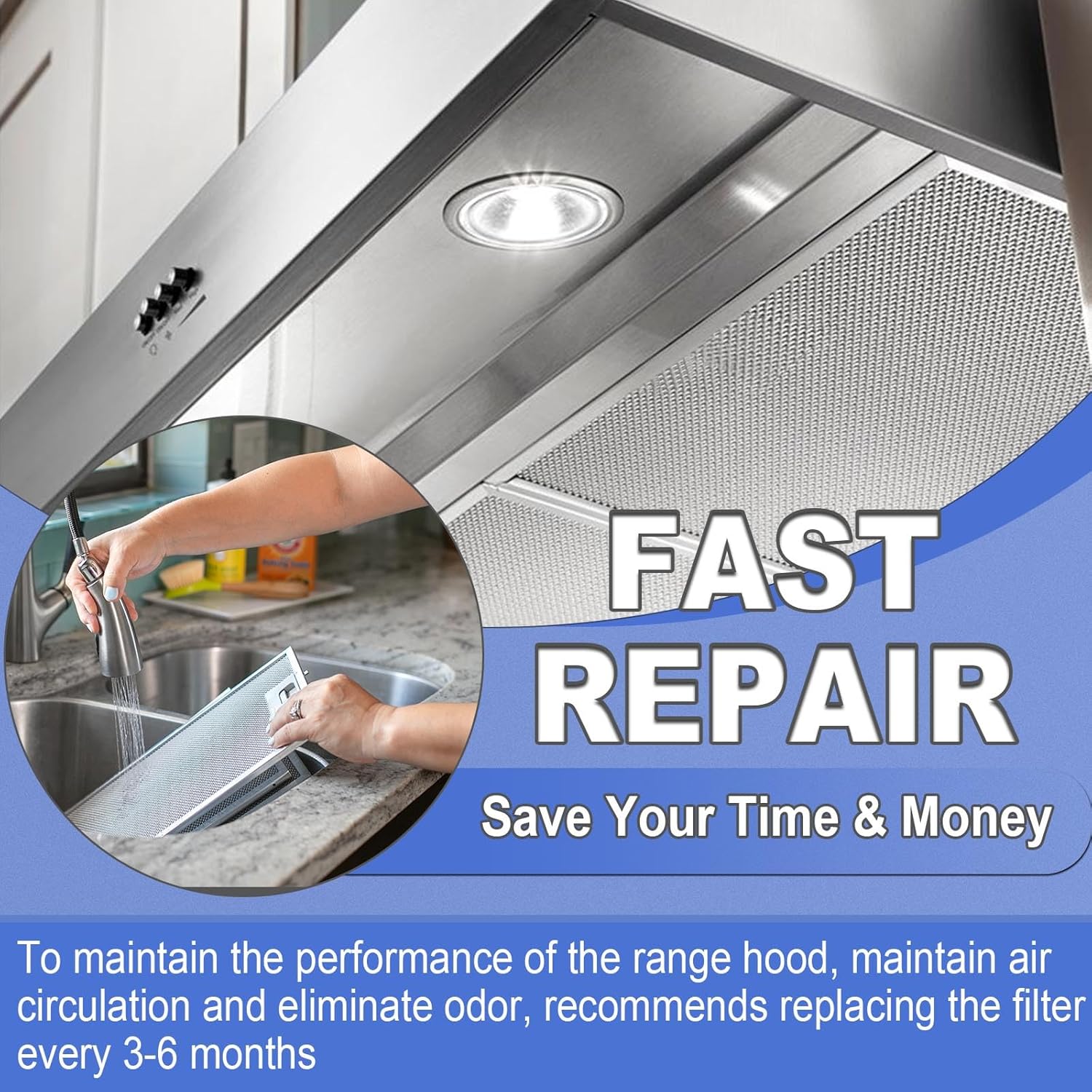S99010430-002 Range Hood Filter 15-3/4" x 13-7/8" x 3/8", 2 Pack Aluminum Mesh Grease Range Hood