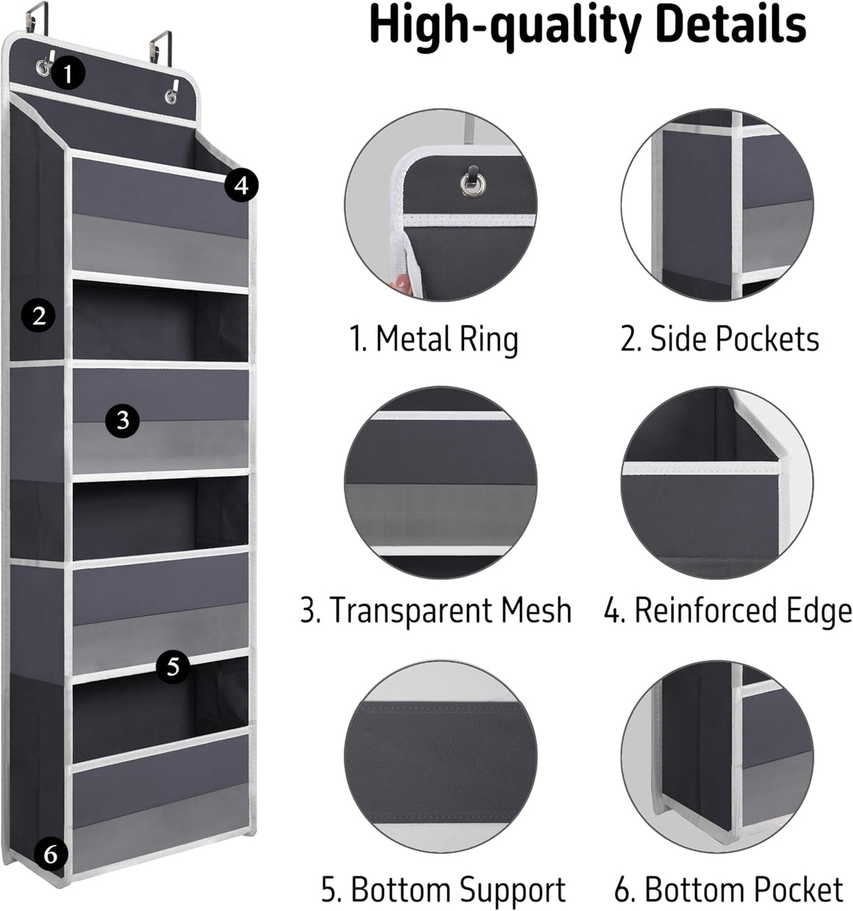 Over The Door Hanging Organizer with 4 Large Pockets – Closet, Bathroom, Nursery, Bedroom, Dorm