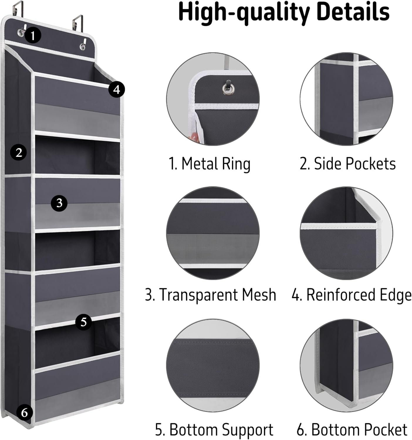 Over The Door Hanging Organizer with 4 Large Pockets – Closet, Bathroom, Nursery, Bedroom, Dorm