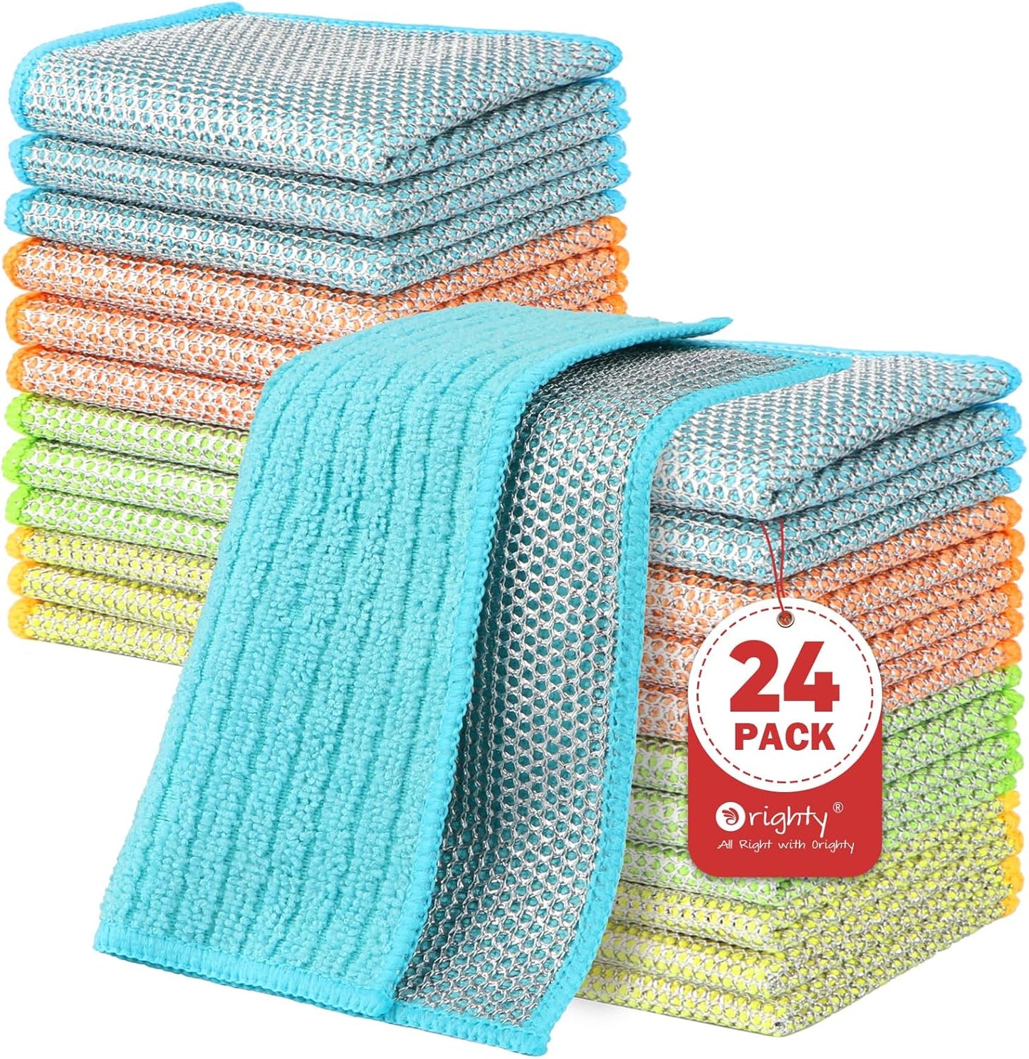 Orighty Multipurpose Wire Dishwashing Rag 24 Pcs, Upgraded Double-Layer Non-Scratch Wire Dish