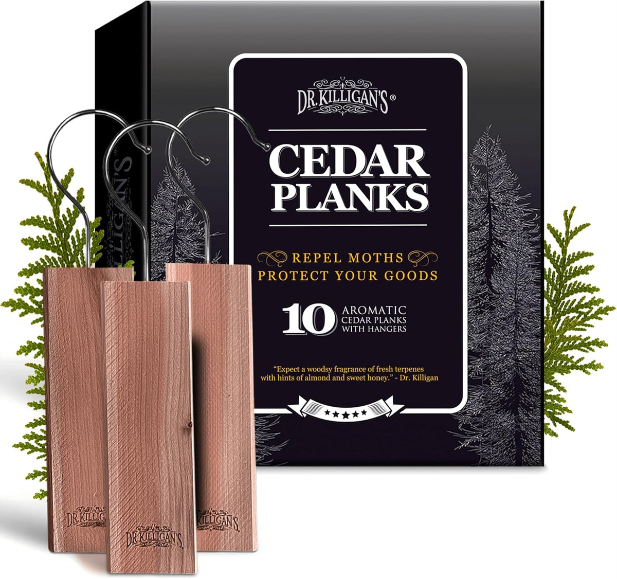 Dr. Killigan's Cedarwood Planks - Cedar Blocks for Clothes Storage, Great Alternative to Moth Balls