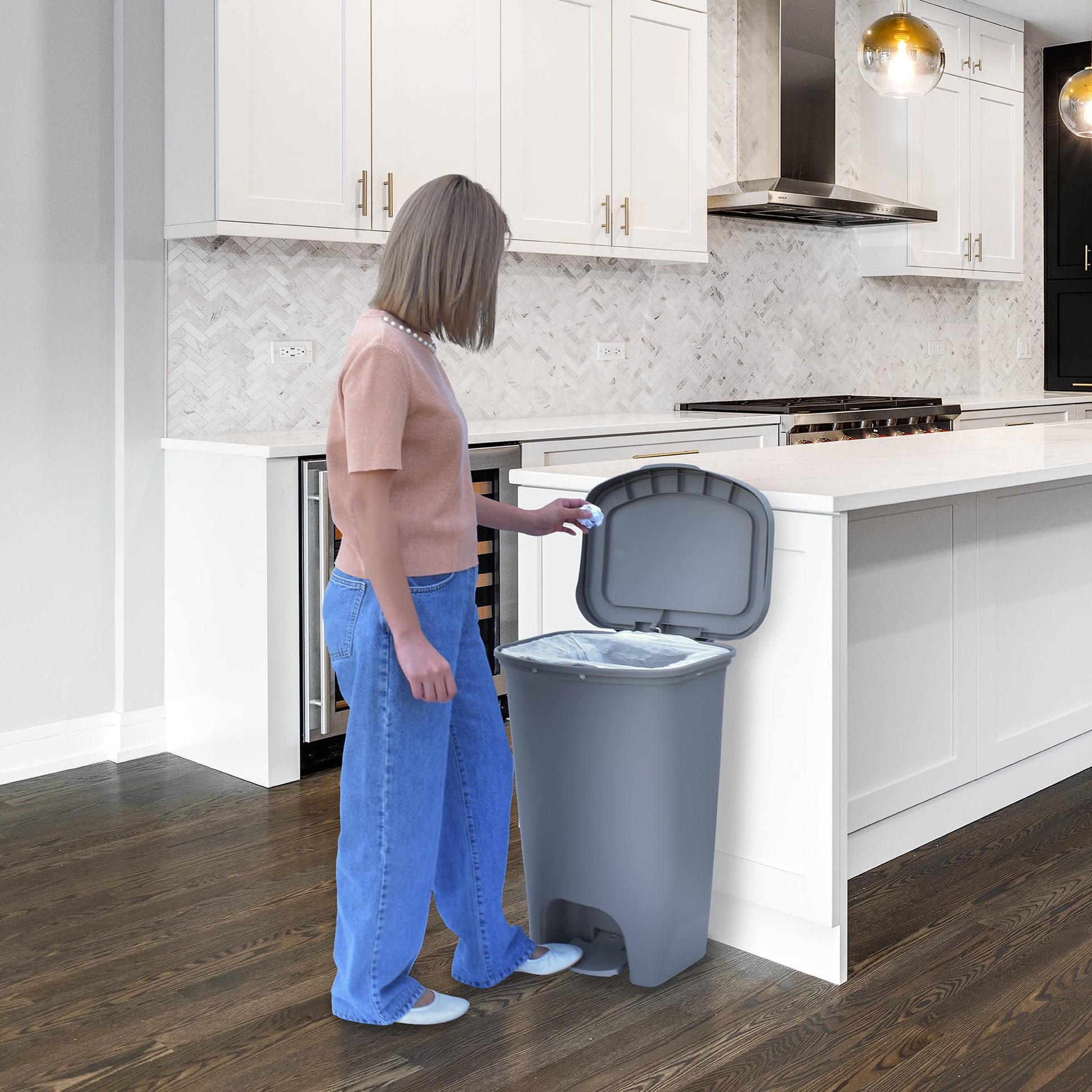 Glad Trash Can with Clorox Odor Protection | Plastic Bin, 13 Gallon, Grey