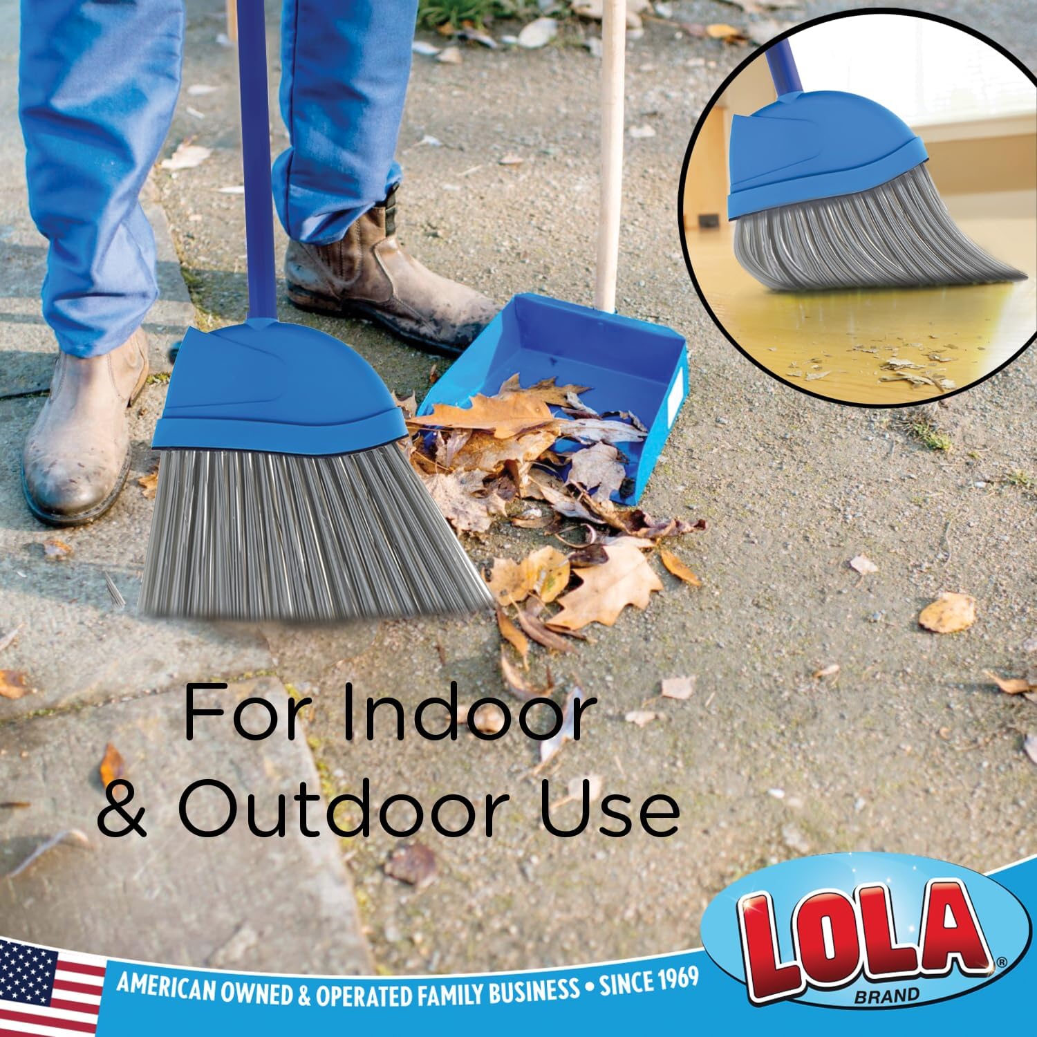 Angle Broom, Indoor, 13" W, Large Style - Made w/Recycled Soda Bottle Bristles & Aluminum, has