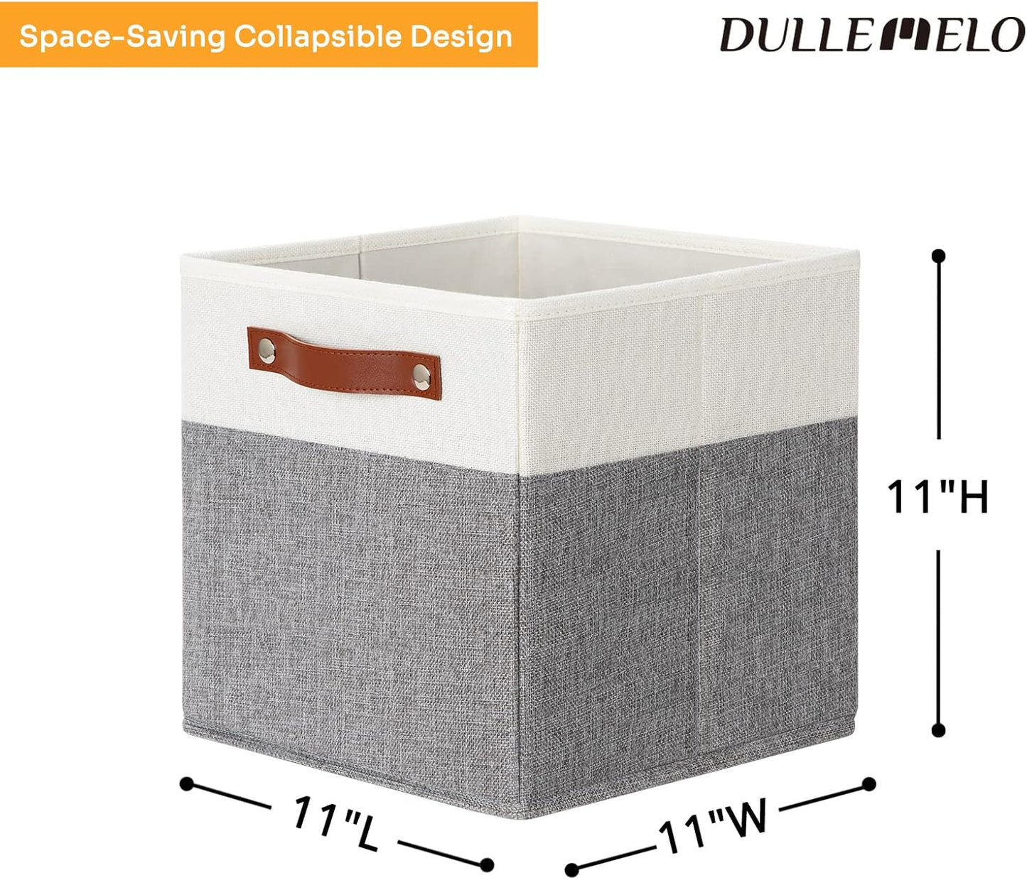 DULLEMELO 11x11 Storage Cubes, Collapsible Sturdy Cube Storage Bins With Handles for