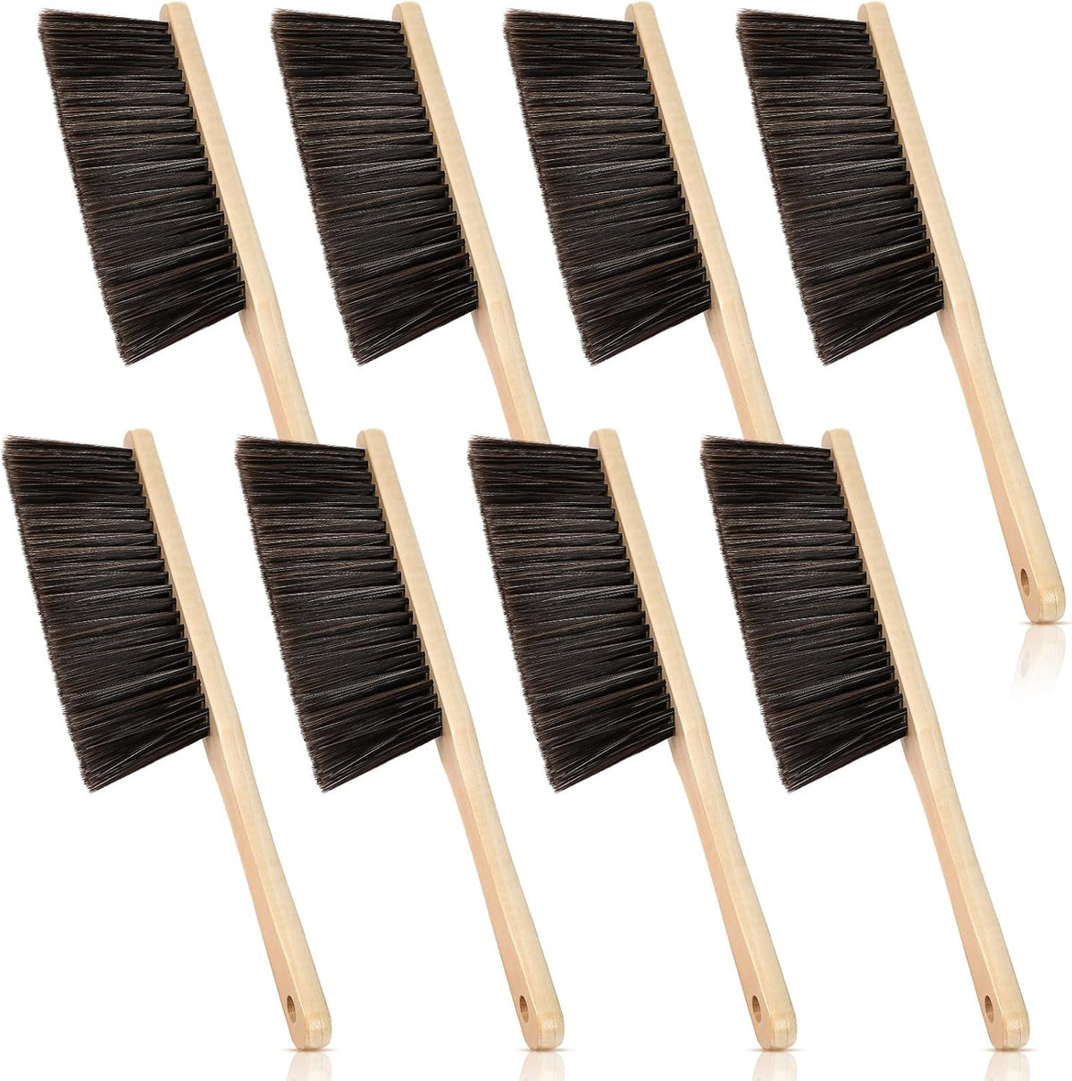 Tioncy 8 Pieces Wooden Dust Brush Bulk Hand Broom Bench Soft Bristle Cleaning Outdoor Furniture