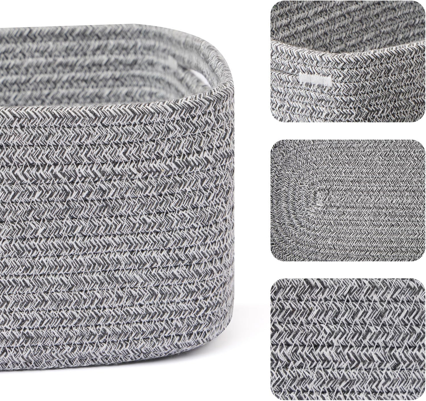 Small Storage Baskets for Organizing | Closet Organizer Bins | Shelf Toy Basket | Woven Rope