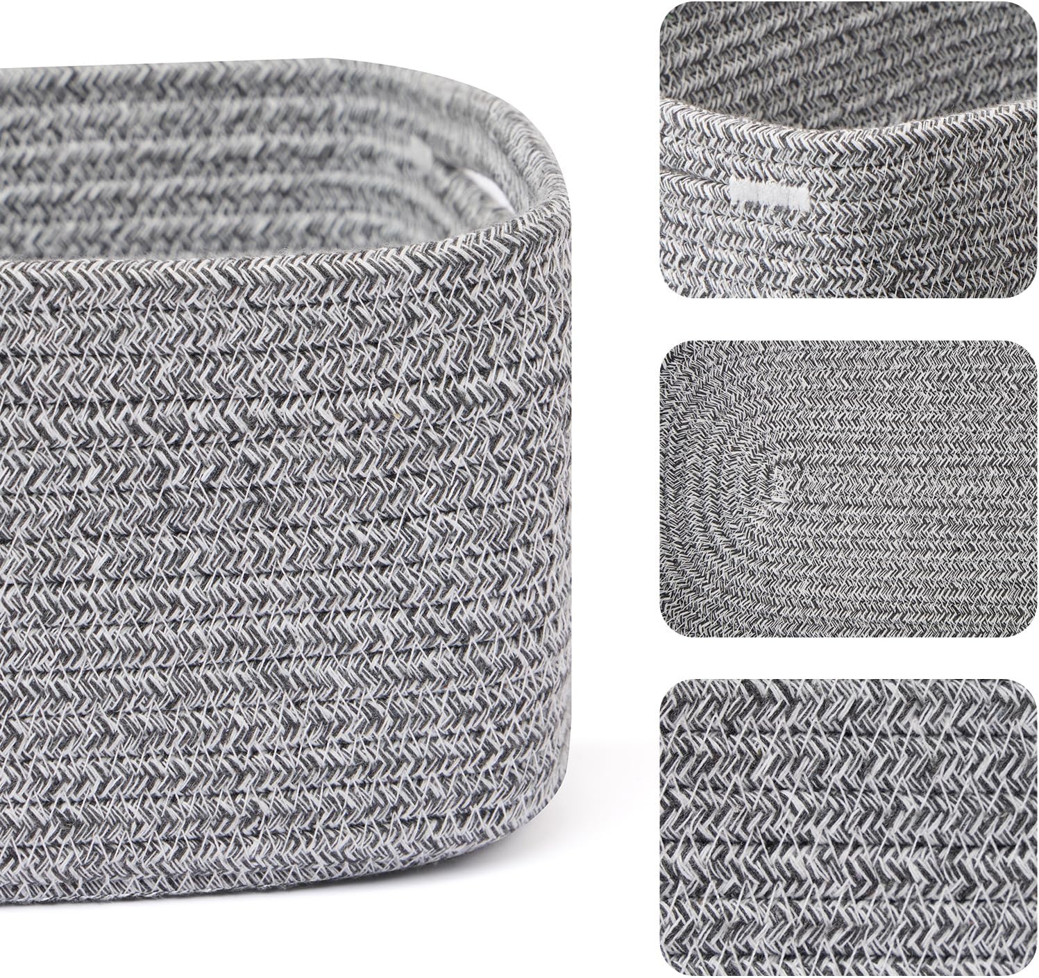 Small Storage Baskets for Organizing | Closet Organizer Bins | Shelf Toy Basket | Woven Rope