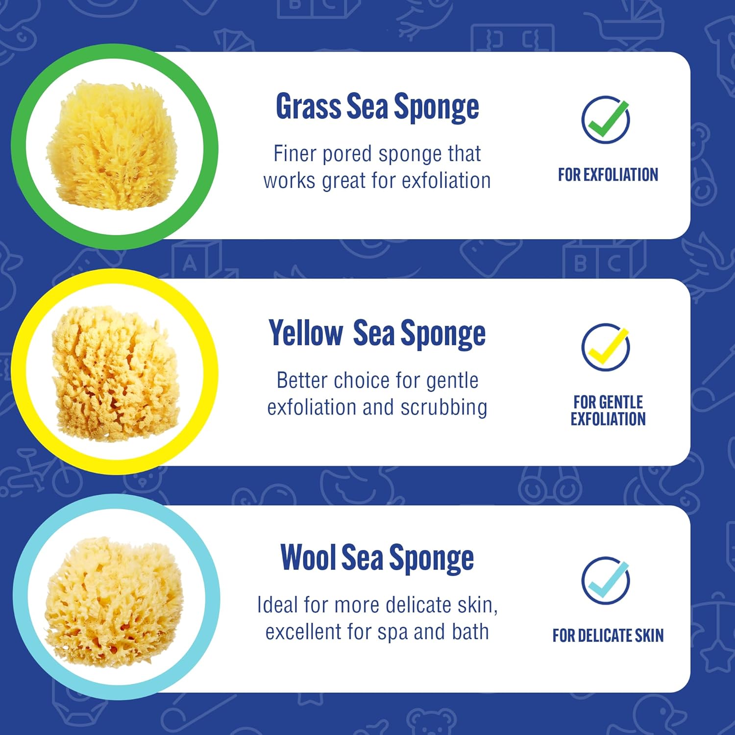 Baby Buddy Baby Bath 4in Yellow Sea Sponge, Absorbent Natural Sea Sponge, Soft on Tender Skin