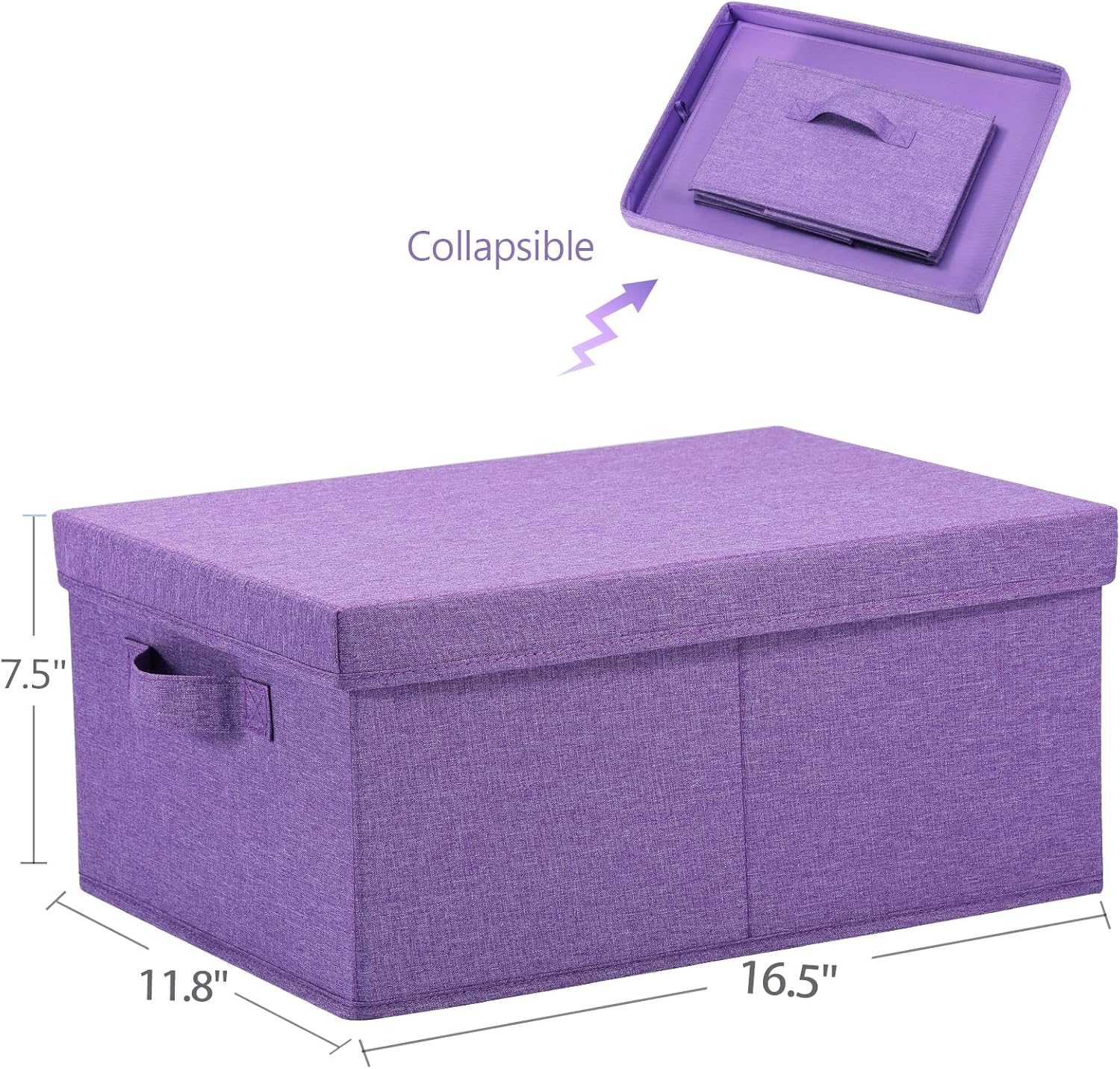 HOONEX Foldable Storage Bins with Lids, Pack of 2, Storage Boxes with 2 Carrying Handles and Sturdy