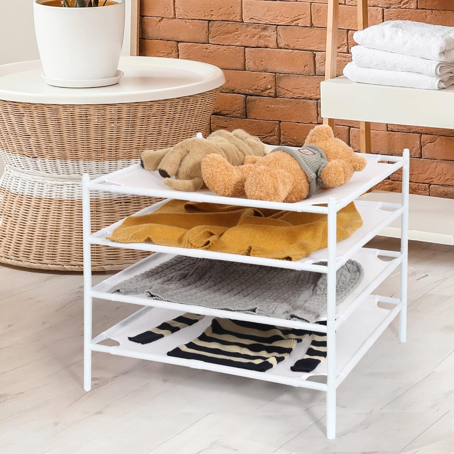 STORAGE MANIAC Sweater Drying Rack, Mesh Clothes Drying Rack, Stackable Laundry Drying Rack, Lay