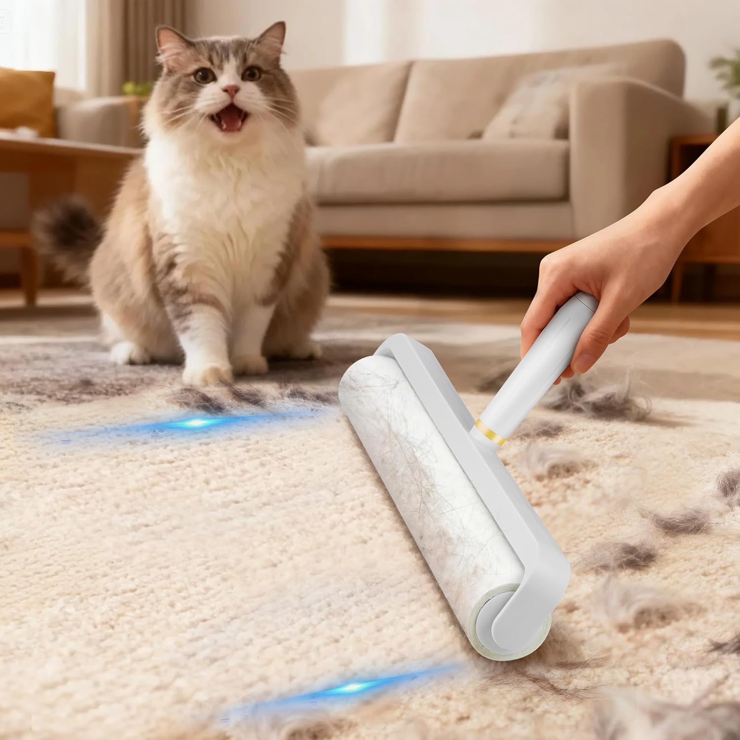 14.17" Extra-Wide Lint Roller Kit with 2 Refills & Dust Cover | Reusable Pet Hair Remover for