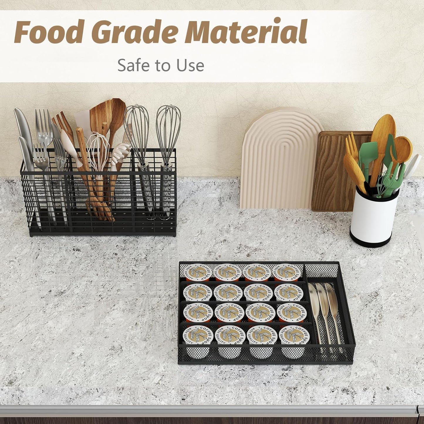 Silverware Organizer Metal Mesh, Small Drawer Organizer, Utensil Cutlery Tray for kitchen drawers