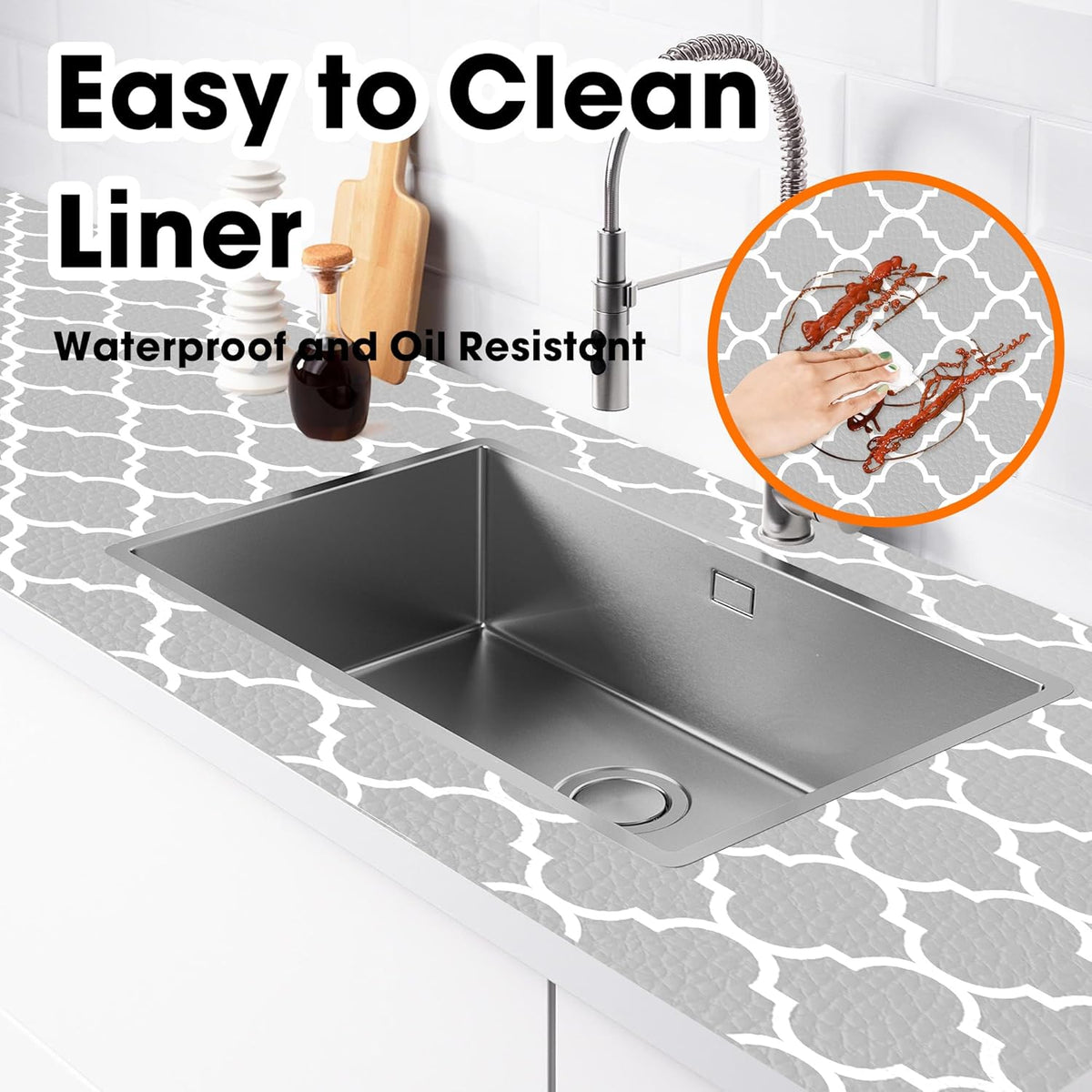 Drawer and Shelf Liner for Kitchen Cabinets Non-Adhesive, Non-Slip Cabinet Liner Shelf Paper Strong