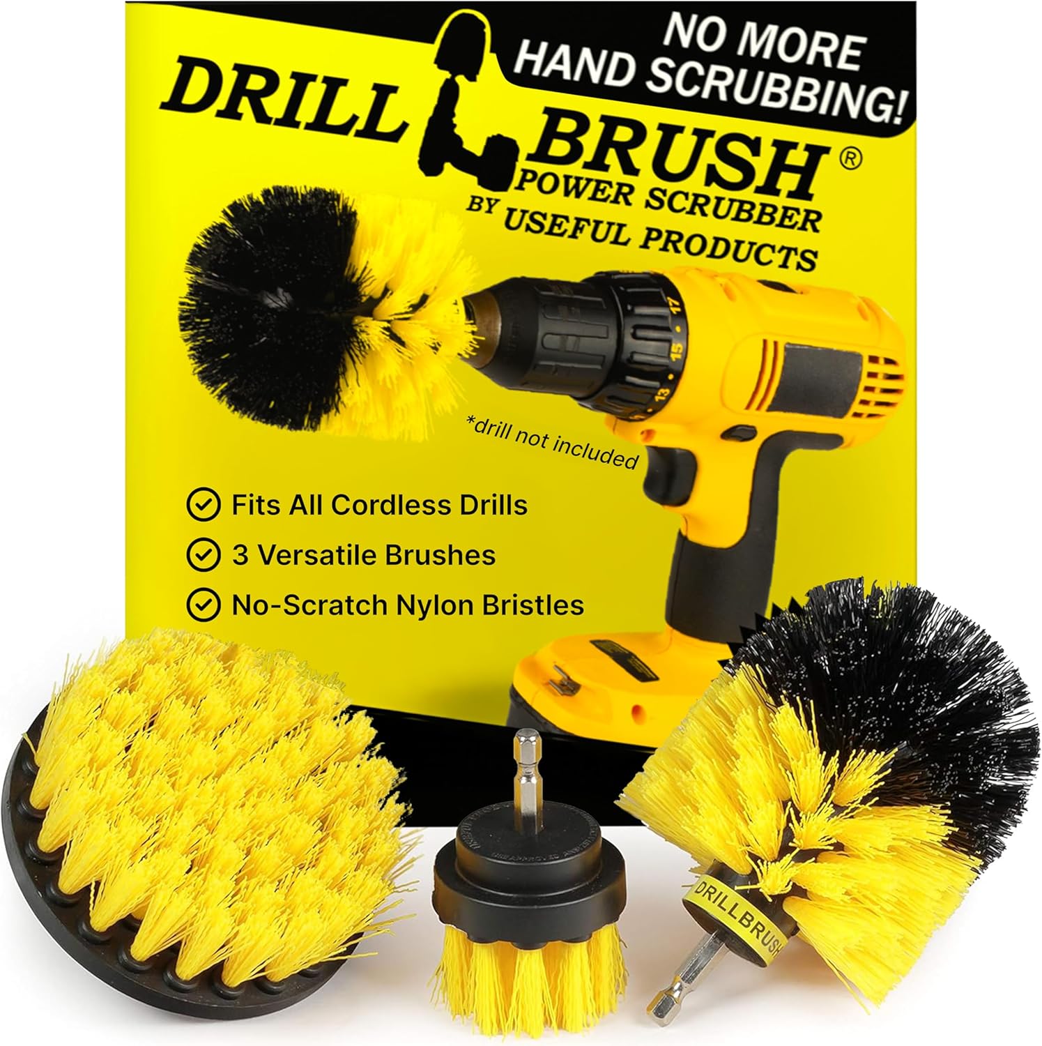 Drillbrush Drill Brush Attachment Set for Bathroom Cleaning – Power Scrubber Brush Kit for Tub