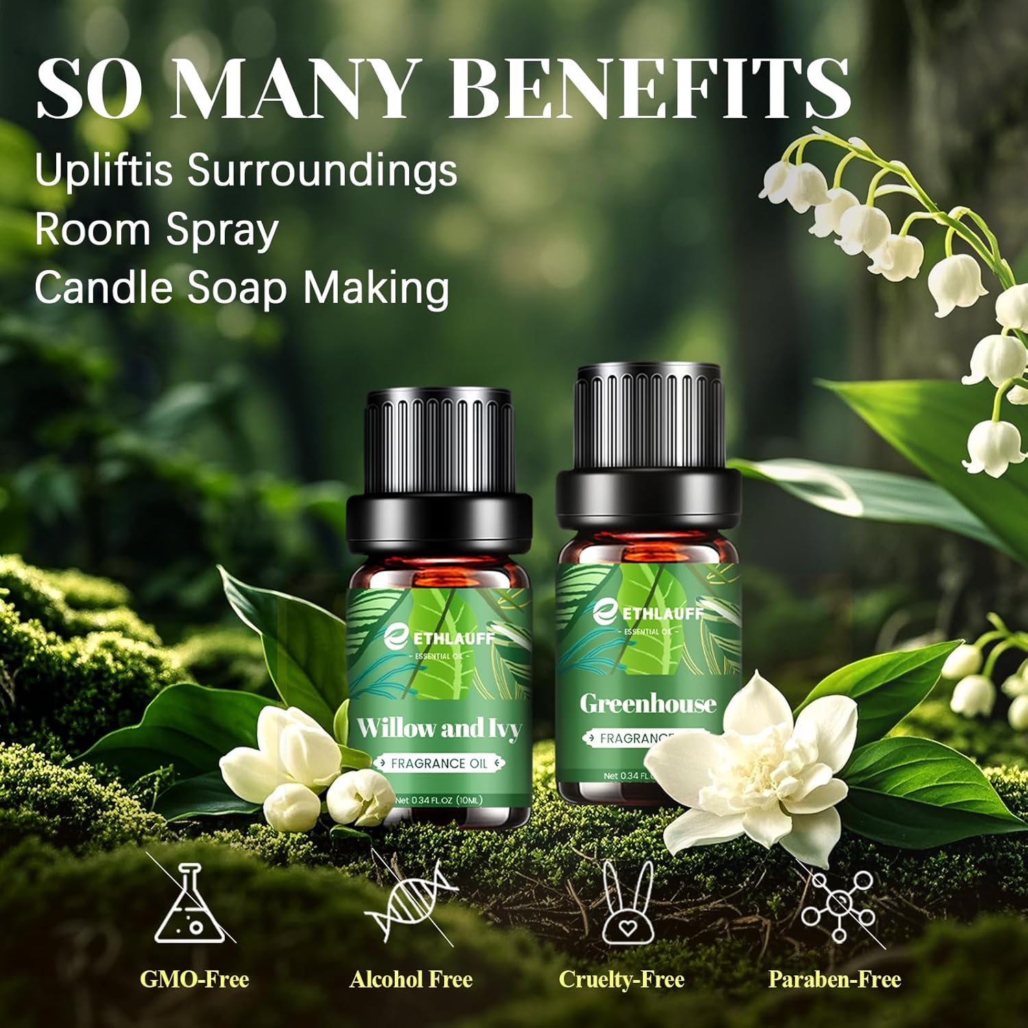 Fragrance Oils Set, Essential Oils for Diffuser for Home, Candle Sopa Making - Enchanted Forest