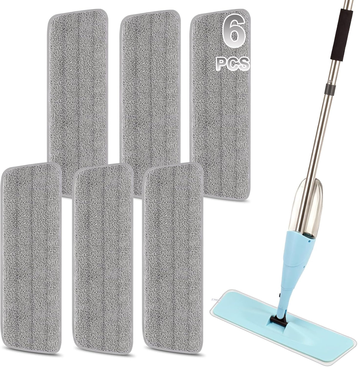16.5 Inch Reusable Mop Pads Microfiber Spray Mop Replacement Heads for Wet/Dry Mops Compatible with