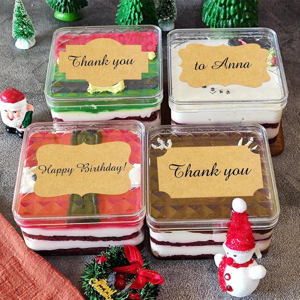 Kraft Labels Stickers, 250 PCS 3" x 2" Fancy Shape Stickers Labels for Storage Box or Food Jars