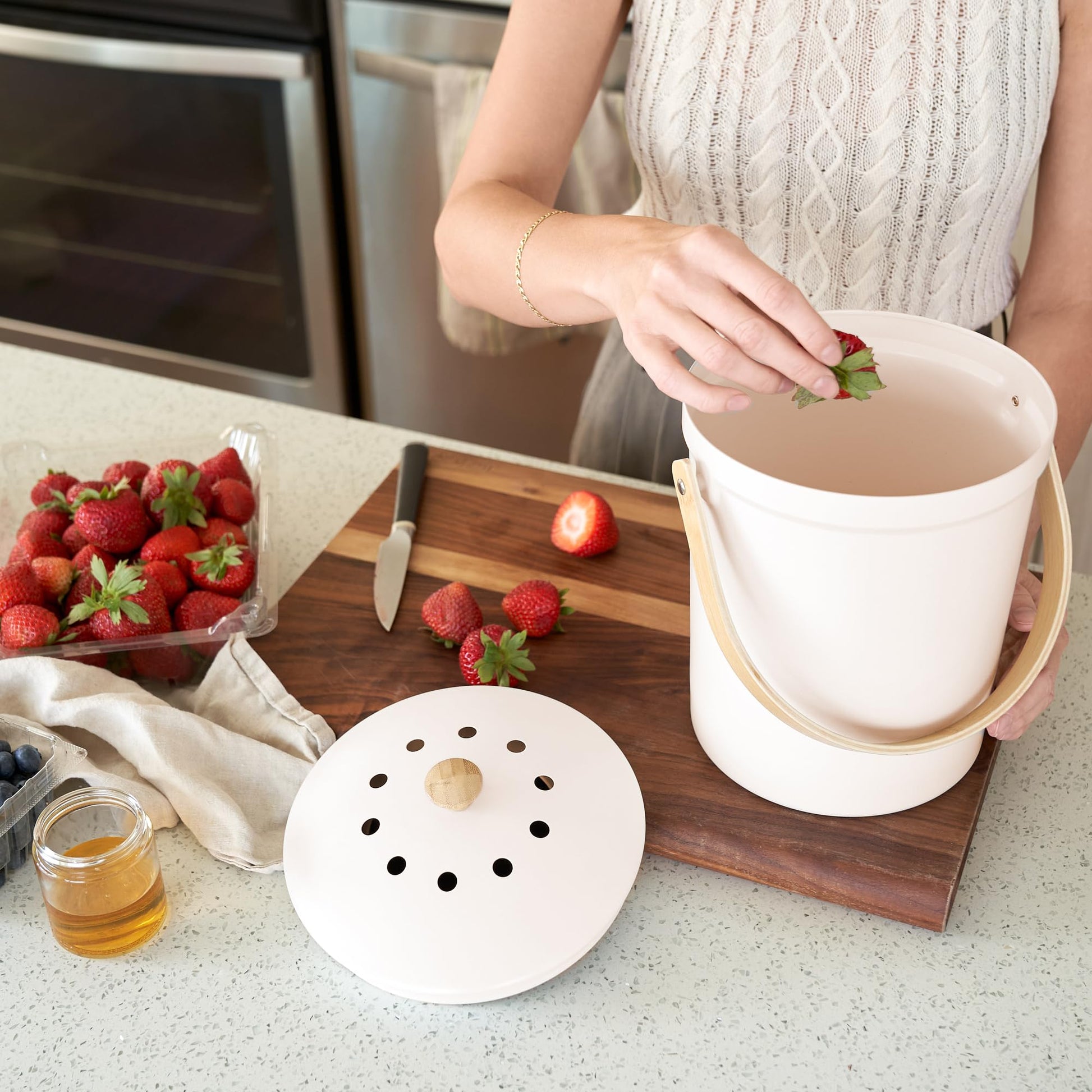 Beautiful Kitchen Compost Bin with Smell Proof Lid - Rust Proof and Odorless Compost Bucket for