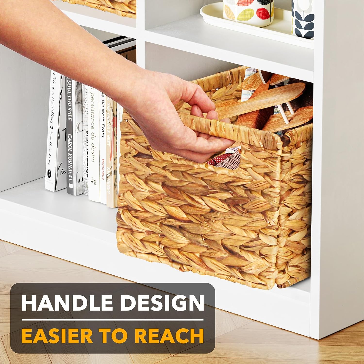 SpaceAid 4 Pack Wicker Basket, Storage Baskets for Organizing, Woven Rattan Basket with Handles for
