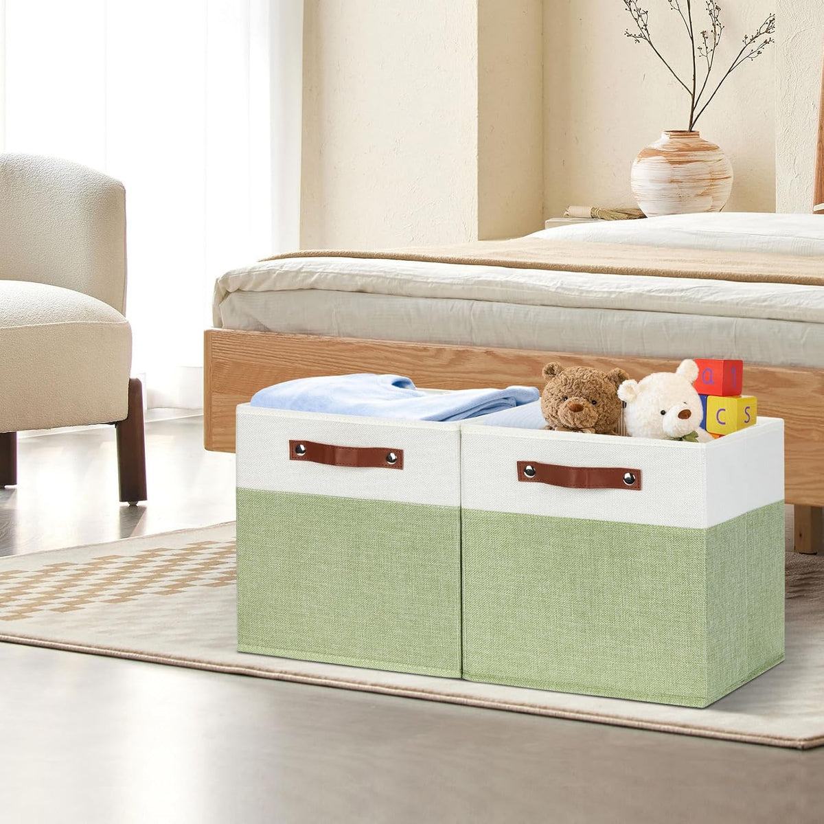 HNZIGE Fabric Storage Cubes for Shelves Set of 4 ,Storage Cubes Baskets 12 x12, Decorative Storage
