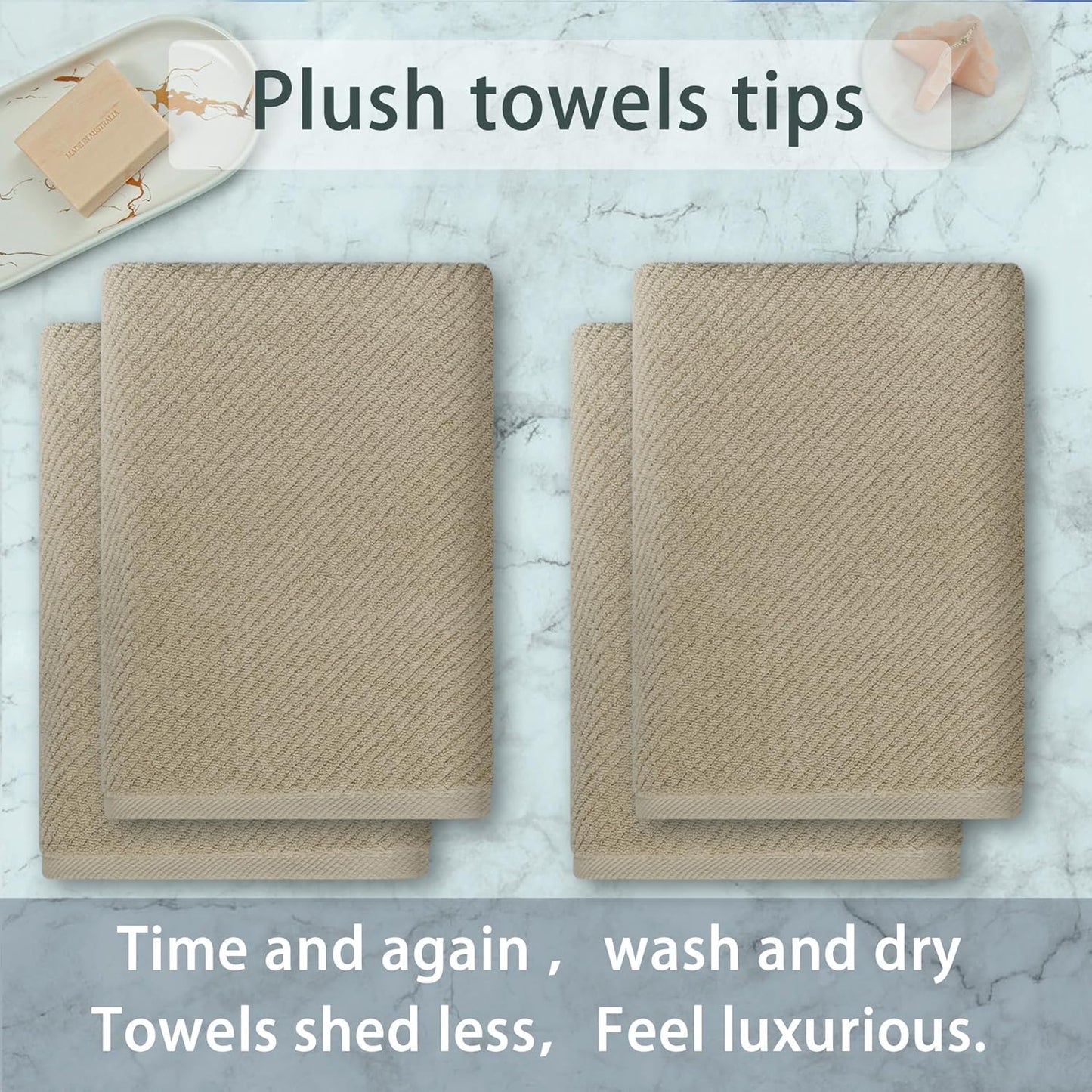 VOOVA & MOVAS Bath Towels Set of 4, Large 30" x 56" - 100% Cotton | Quick Dry | Light Weight |