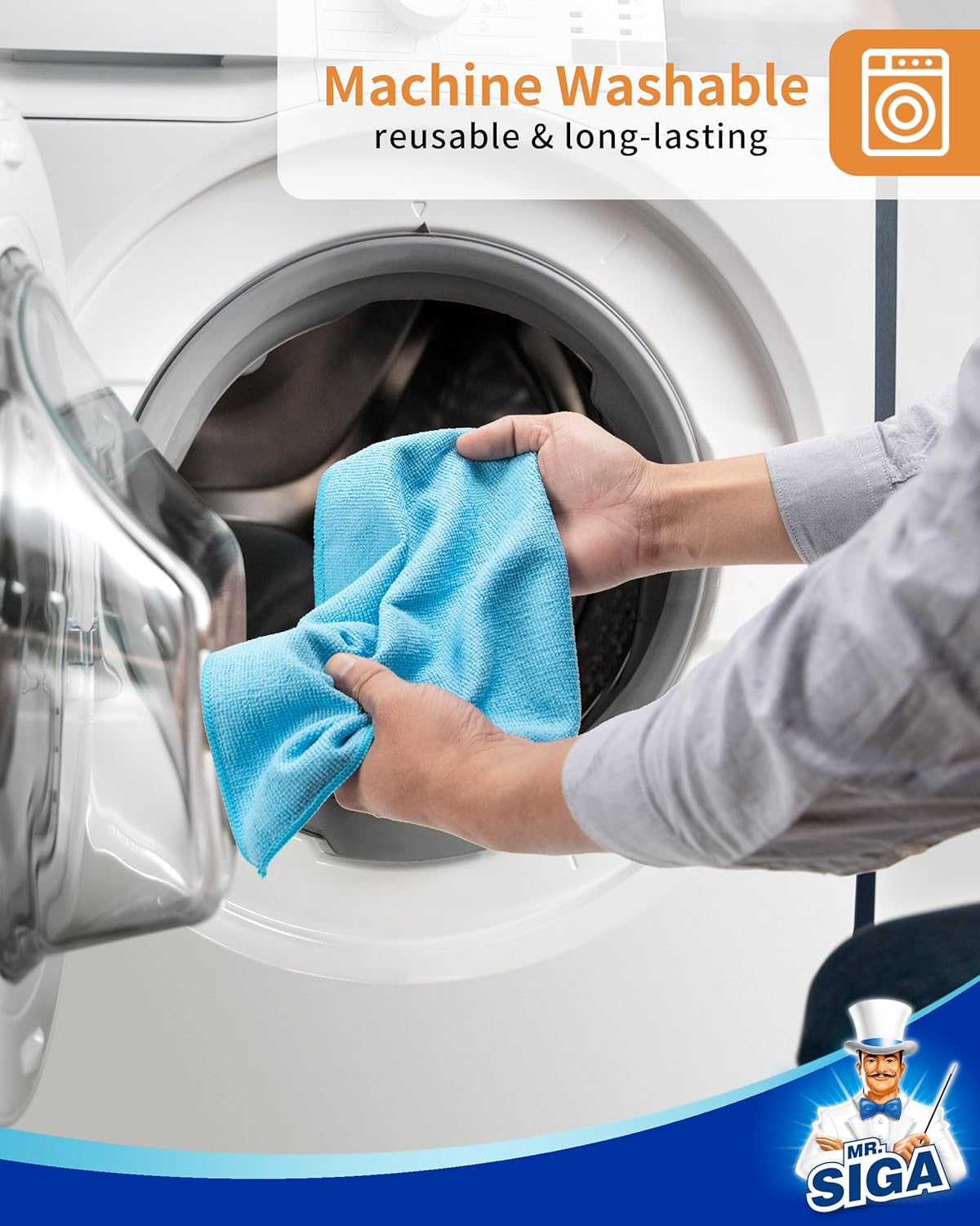 MR.SIGA Microfiber Cleaning Cloth, All-Purpose Microfiber Towels, Streak Free Cleaning Rags, Pack