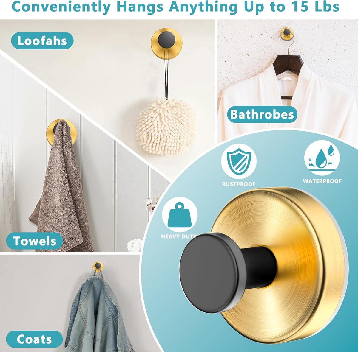 Suction Cup Hooks for Shower,Wreath Hanger for Front Door,Removable No Drill Towel Loofah