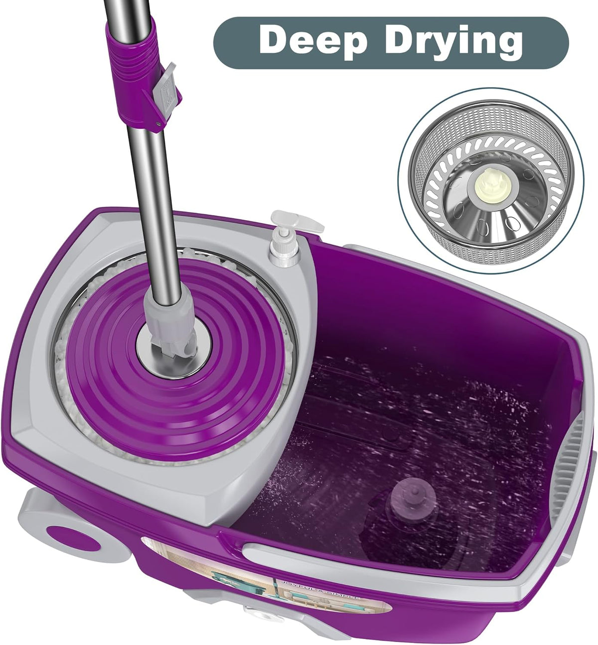 Dual Compartment Spin Mop and Bucket, Mop and Bucket with Wringer Set,360°Rotating Spinning Mopping