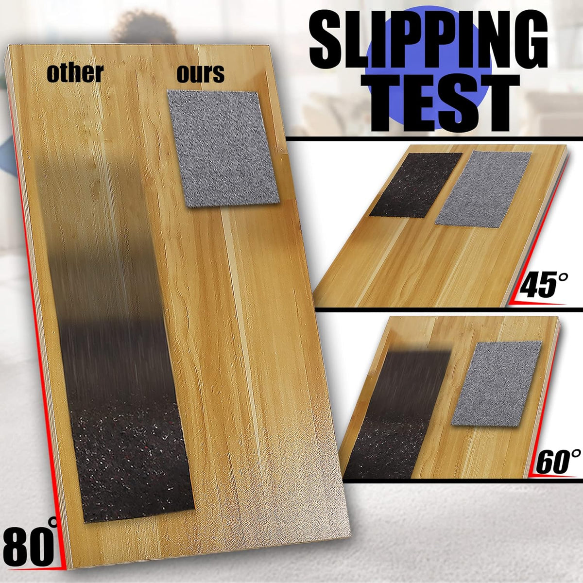 Non Slip Rug Pad Grippers - 8x10, 1/4" Thick, Felt + Rubber Double Layers Area Carpet Mat Tap