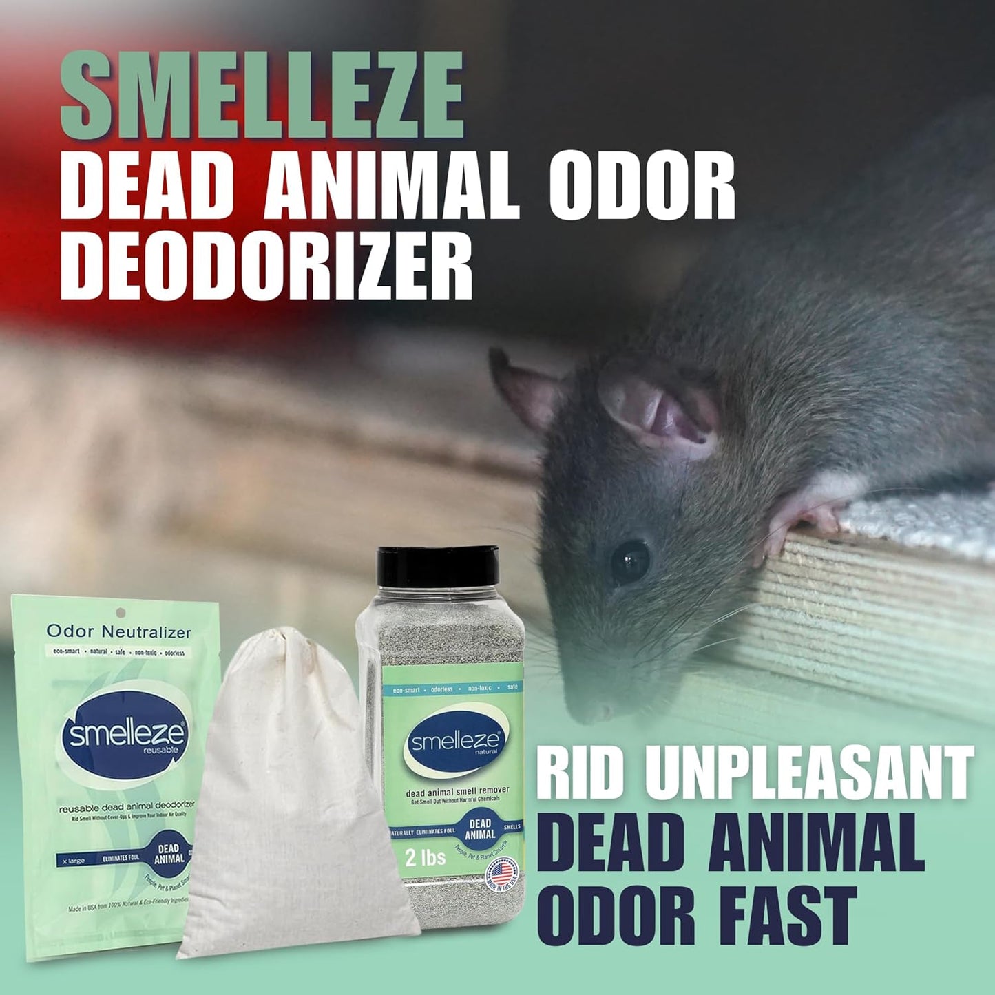 SMELLEZE Ultimate Odor Removal Bundle – 2 lb. Granules + 1 Reusable Pouch | Eliminates Tough Smells
