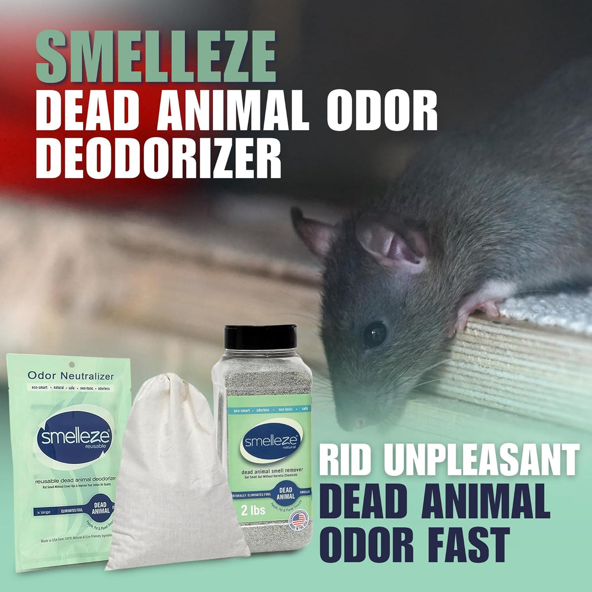 SMELLEZE Ultimate Odor Removal Bundle – 2 lb. Granules + 1 Reusable Pouch | Eliminates Tough Smells