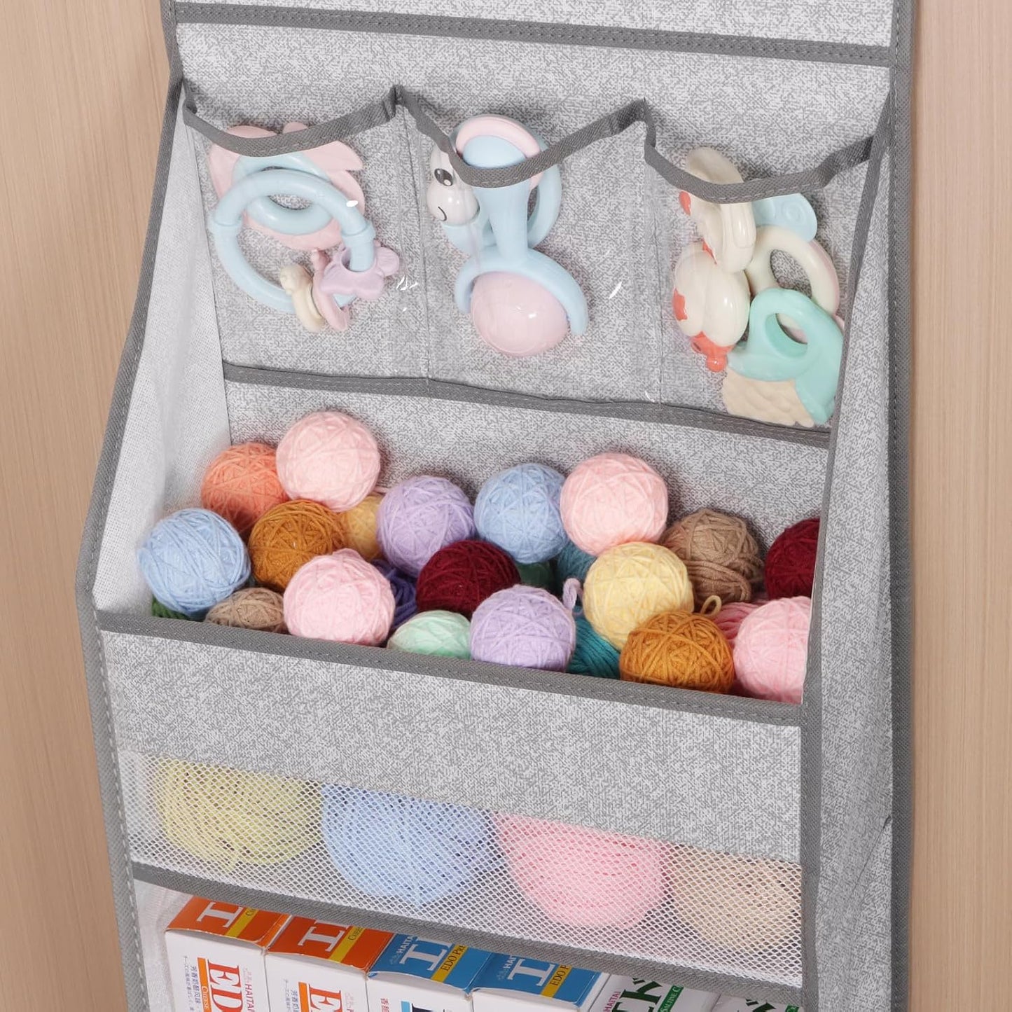 Univivi 5-Shelf Door Storage Over Door Hanging Organizer with 4 Large Pockets and 3 Small PVC