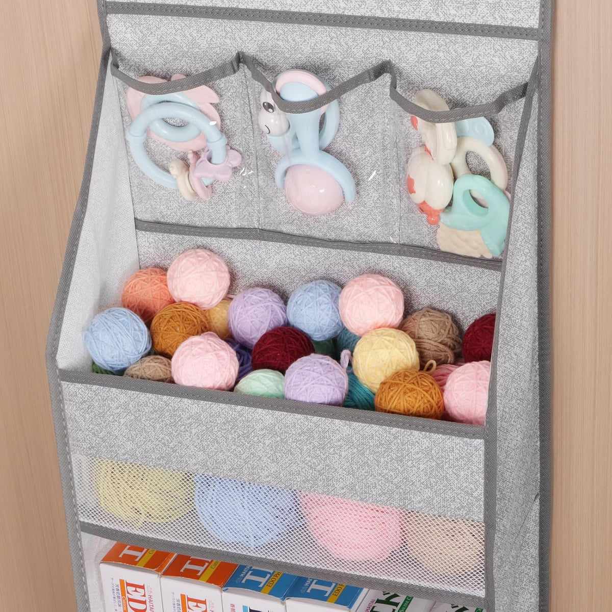 Univivi 5-Shelf Door Storage Over Door Hanging Organizer with 4 Large Pockets and 3 Small PVC