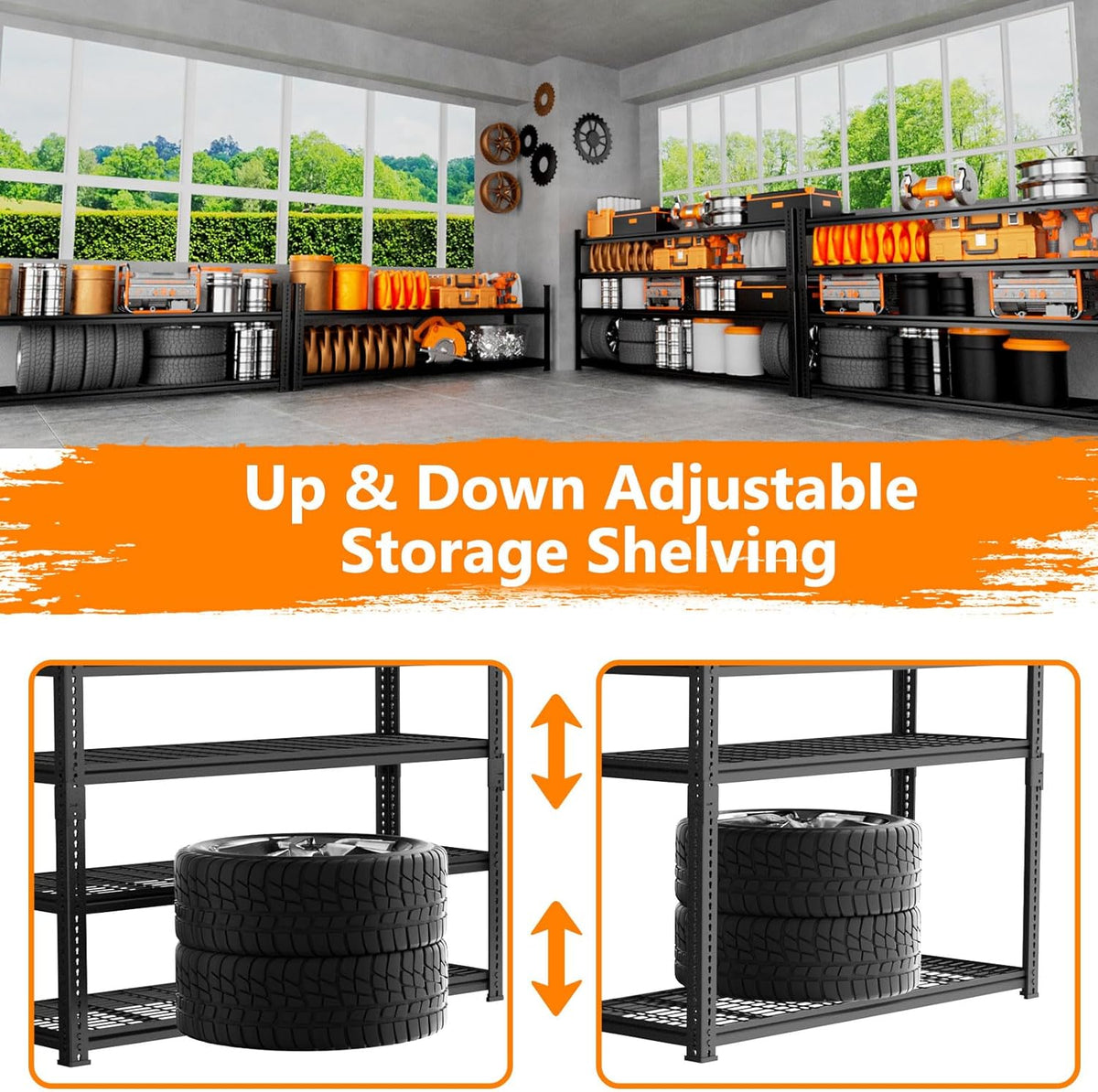 Storage Shelves Heavy Duty 3 PCS, 60"L x 24"W x 60"H Garage Wire Shelving Unit Loads 2640LBS