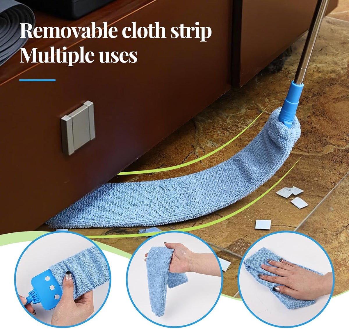 Retractable Gap Duster Cleaner Cleaning Tools with 2 Microfiber Dusting Cloths Washable Duster for