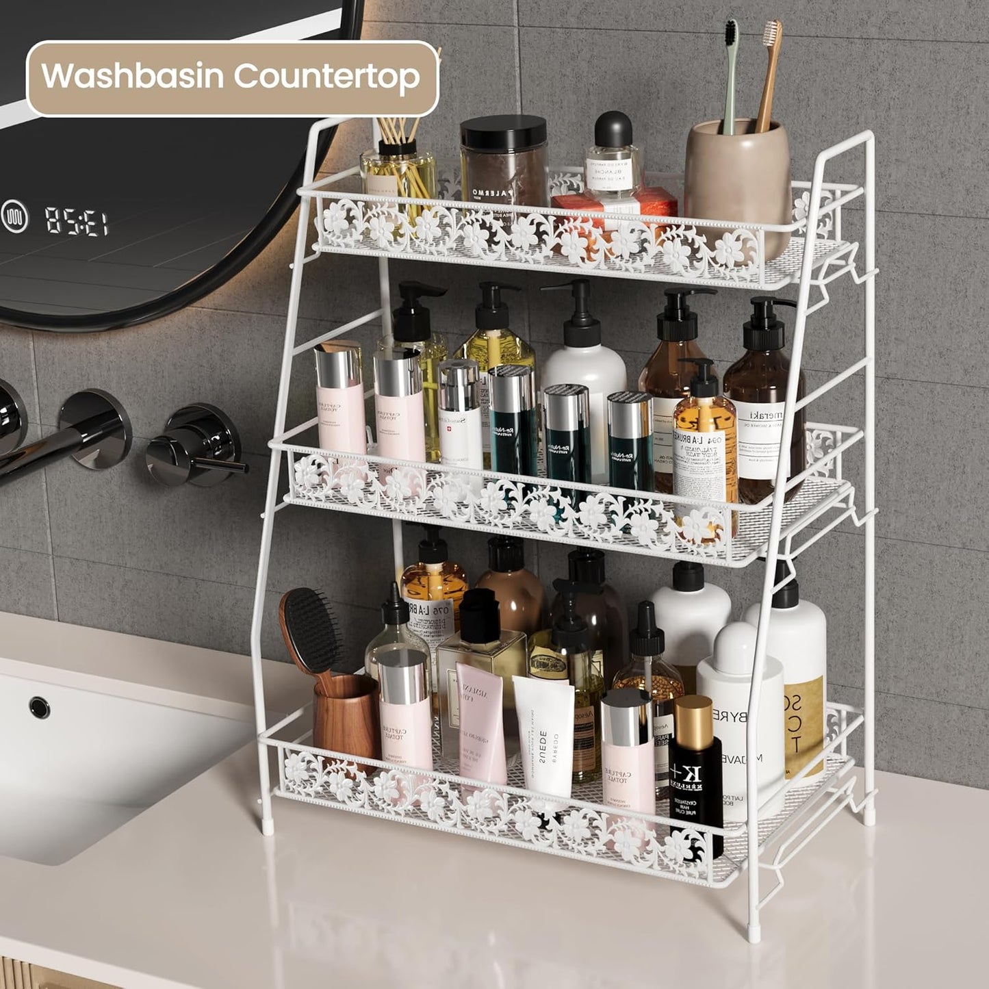 3-Tier Large Size Storage Rack,Counter Organiztion for Bathroom Countertop Organizer Shelf for