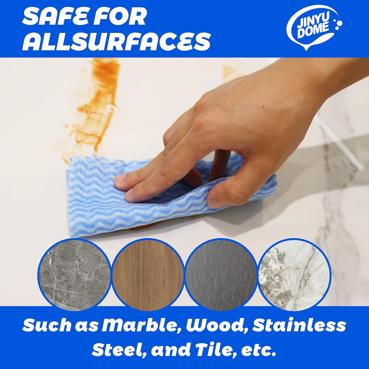 Handi Wipes Reusable Cloths, Blue Disposable Kitchen Cleaning Towel Roll, Heavy Duty J Cloth,50