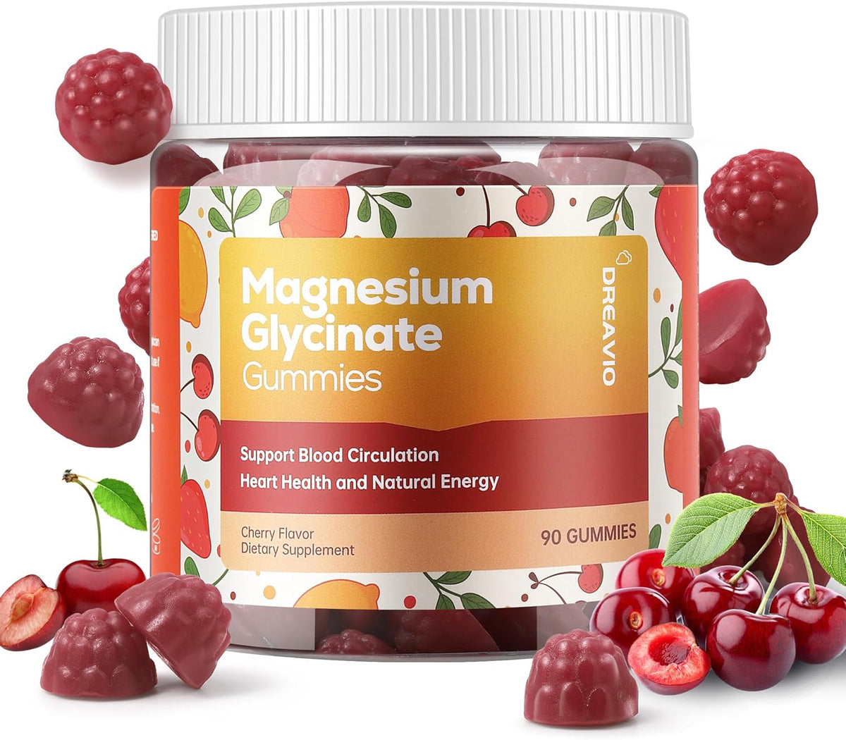 90 Count Magnesium Glycinate Gummies 400mg w/Ashwagandha Supplement - Sugar Free Zinc Magnesium
