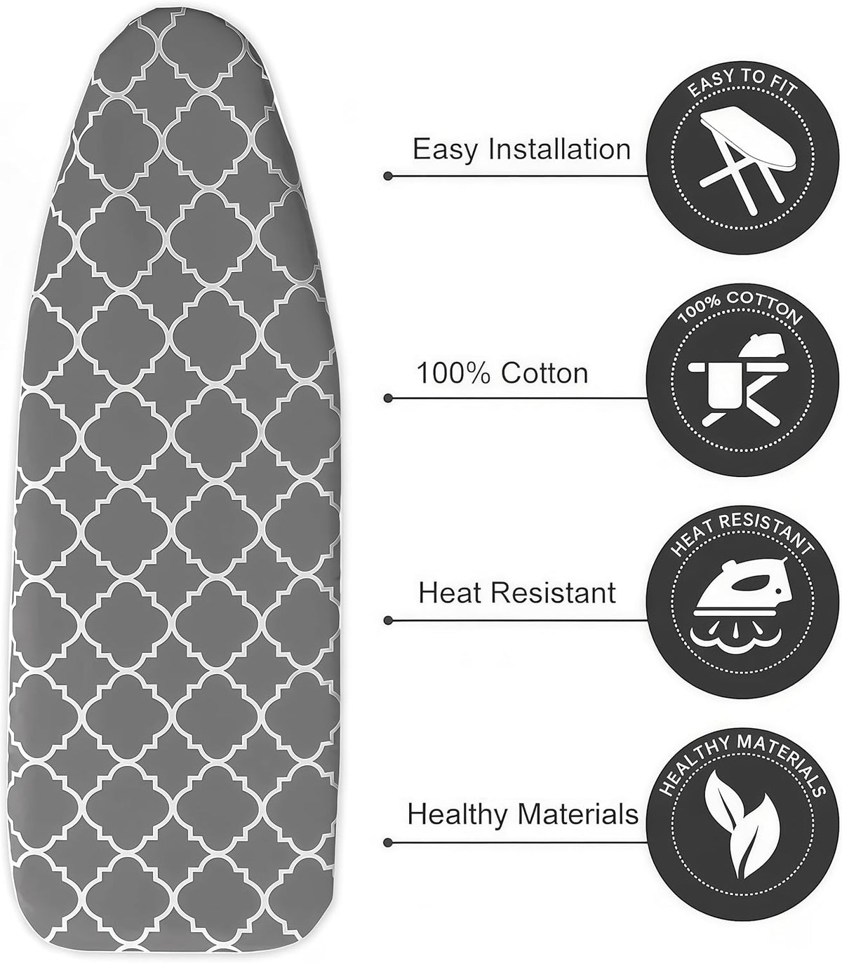 Ironing Board Cover with Two 5MM Thick Feltpads,12"x36"Heat Resistant Replacement Ironing Board