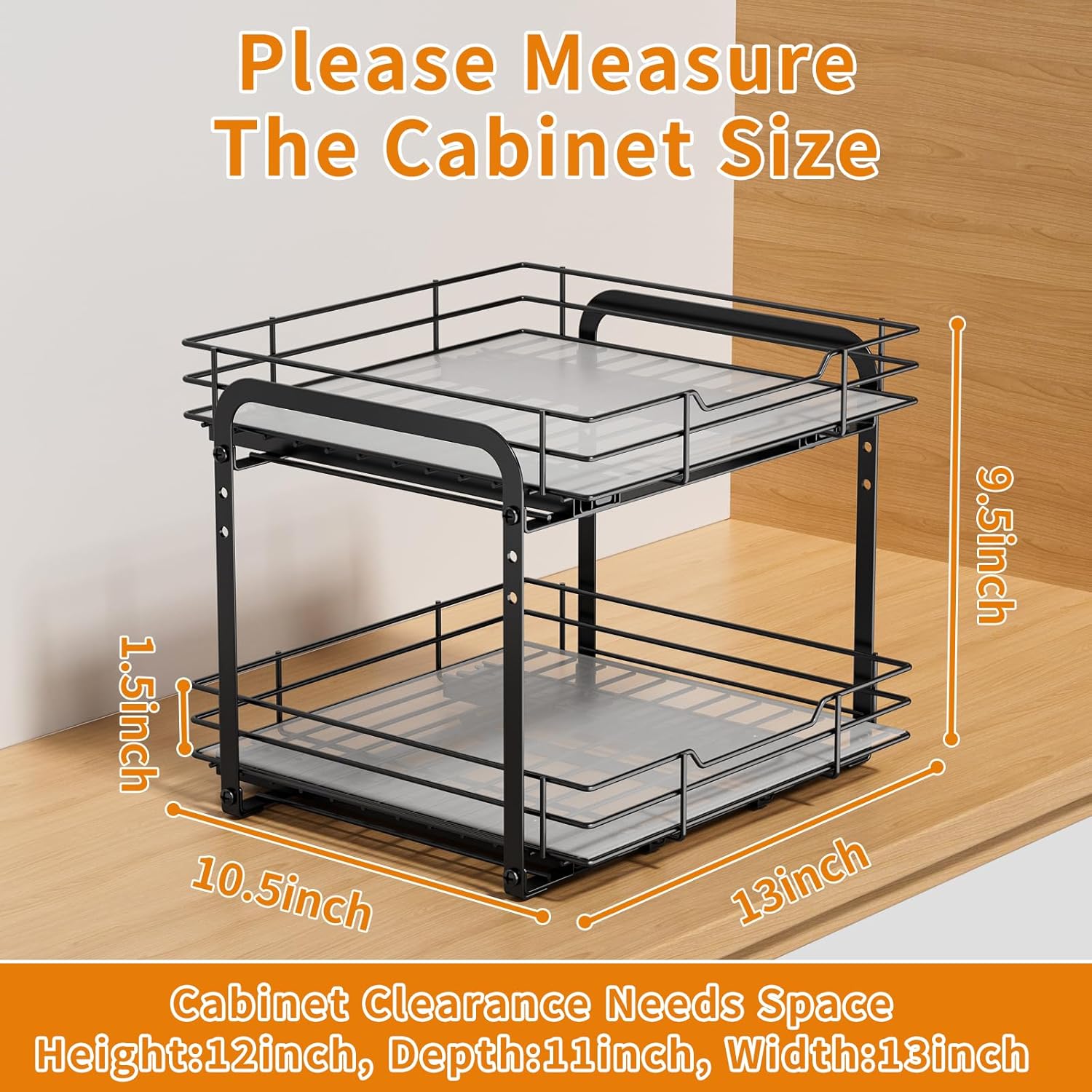 RCHYFEED Spice Rack Organizer for Cabinet, 2 Tier Slide out Spice Organization for Inside Cabinets